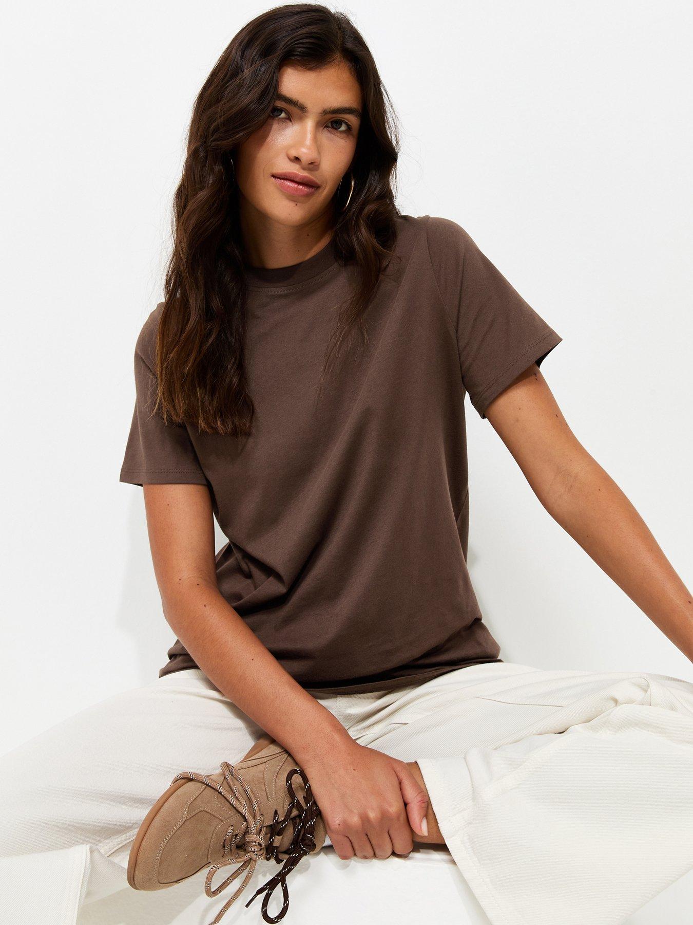 New Look Dark Brown Cotton T-shirt
