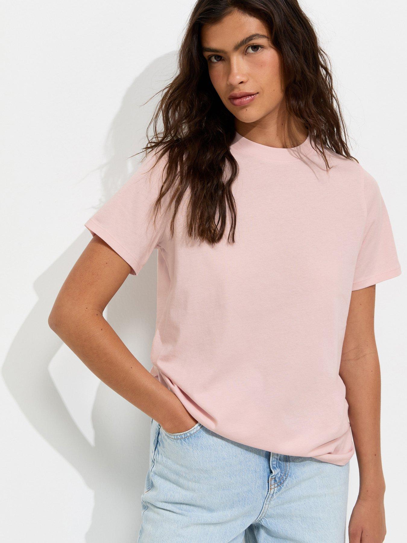 Image 1 of 5 of New Look Premium Cotton Boxy Fit T-Shirt - Pink