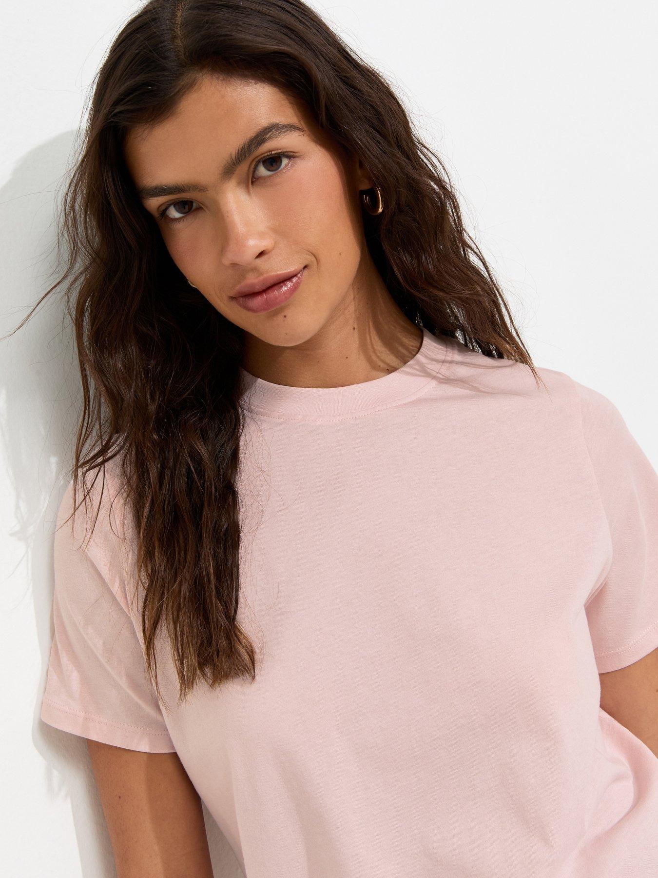 Image 4 of 5 of New Look Premium Cotton Boxy Fit T-Shirt - Pink