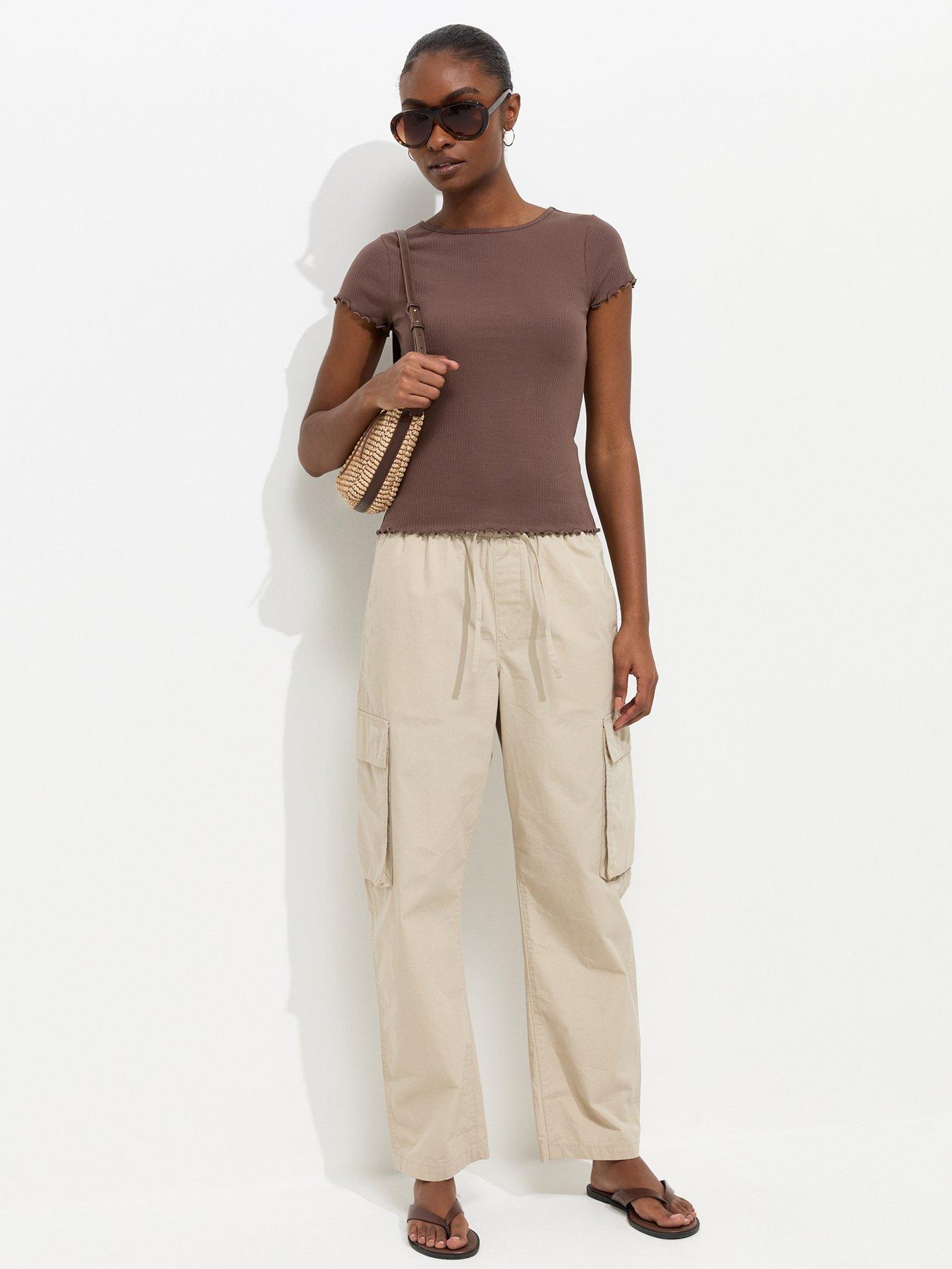 Image 3 of 5 of New Look Cotton Rich Ribbed Babylock T-Shirt - Brown