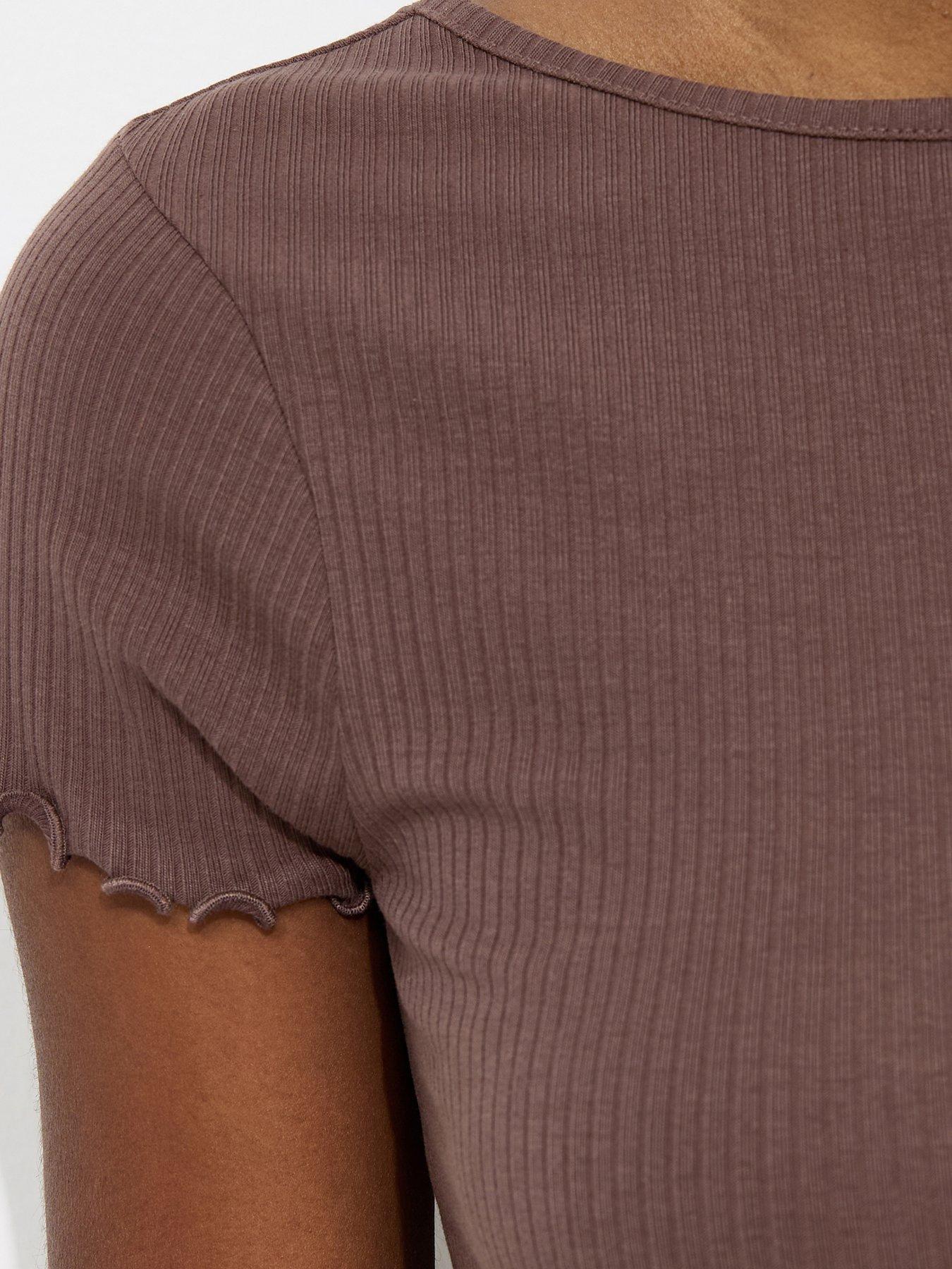 Image 5 of 5 of New Look Cotton Rich Ribbed Babylock T-Shirt - Brown