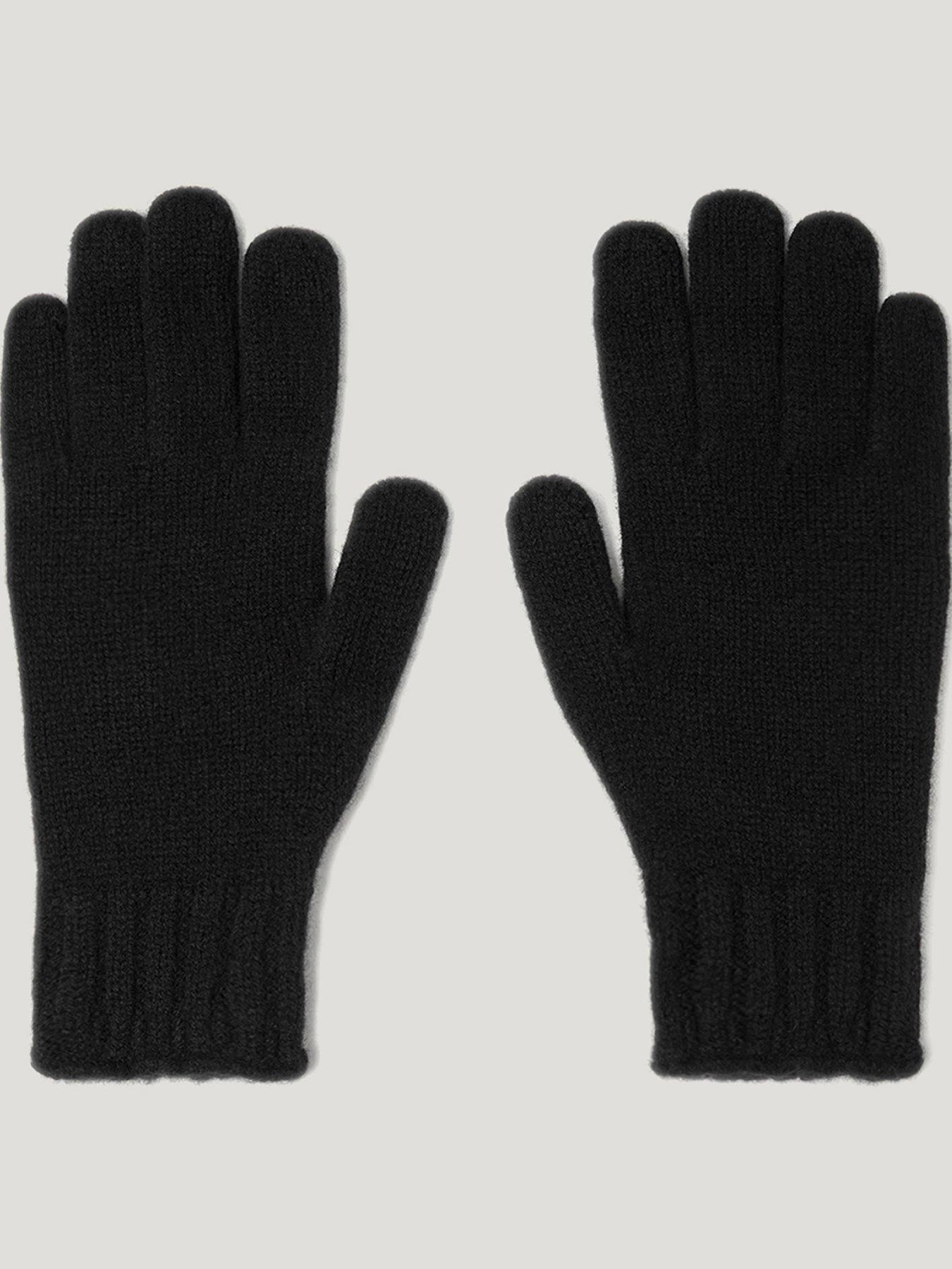 Image 2 of 3 of Belstaff Mens Soft Wool Cashmere Ribbed Cuff Knitted Gloves - Black