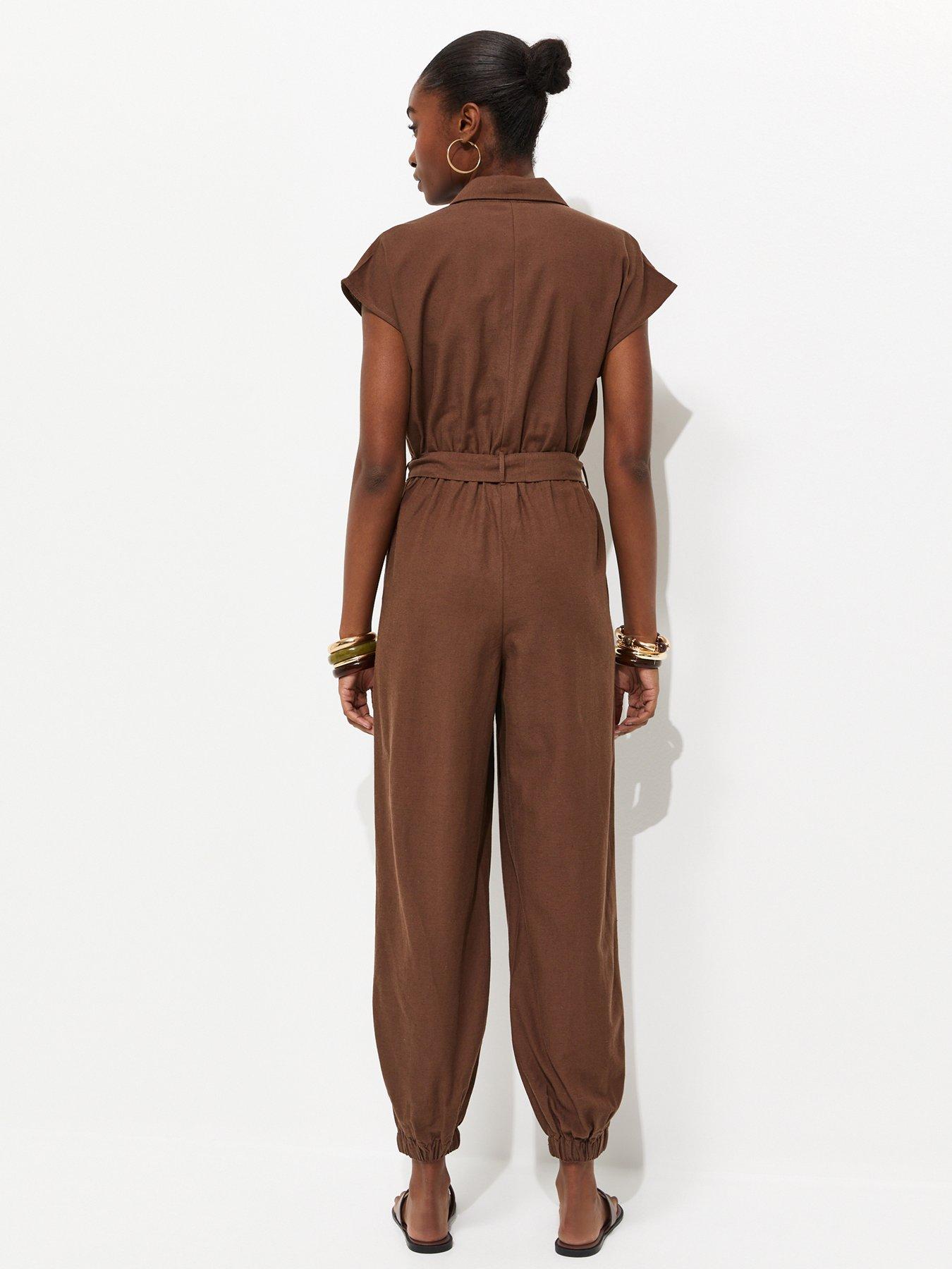 Image 2 of 5 of New Look Balloon Leg Utility Jumpsuit - Brown