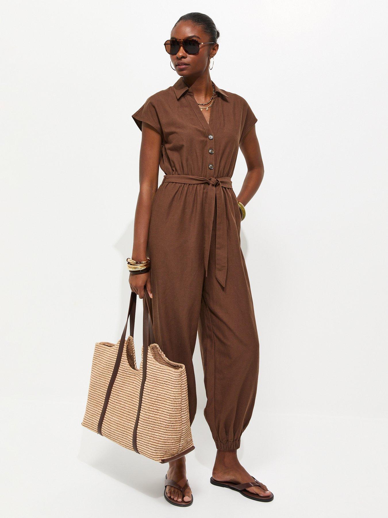 Image 3 of 5 of New Look Balloon Leg Utility Jumpsuit - Brown
