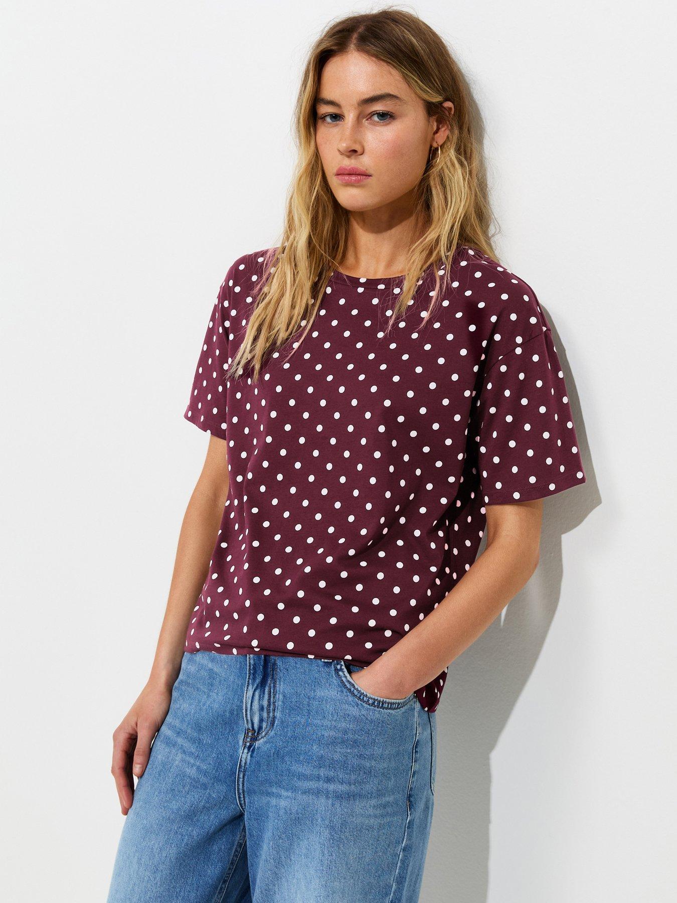 New Look Cotton Spot Print Easy T-Shirt - Red