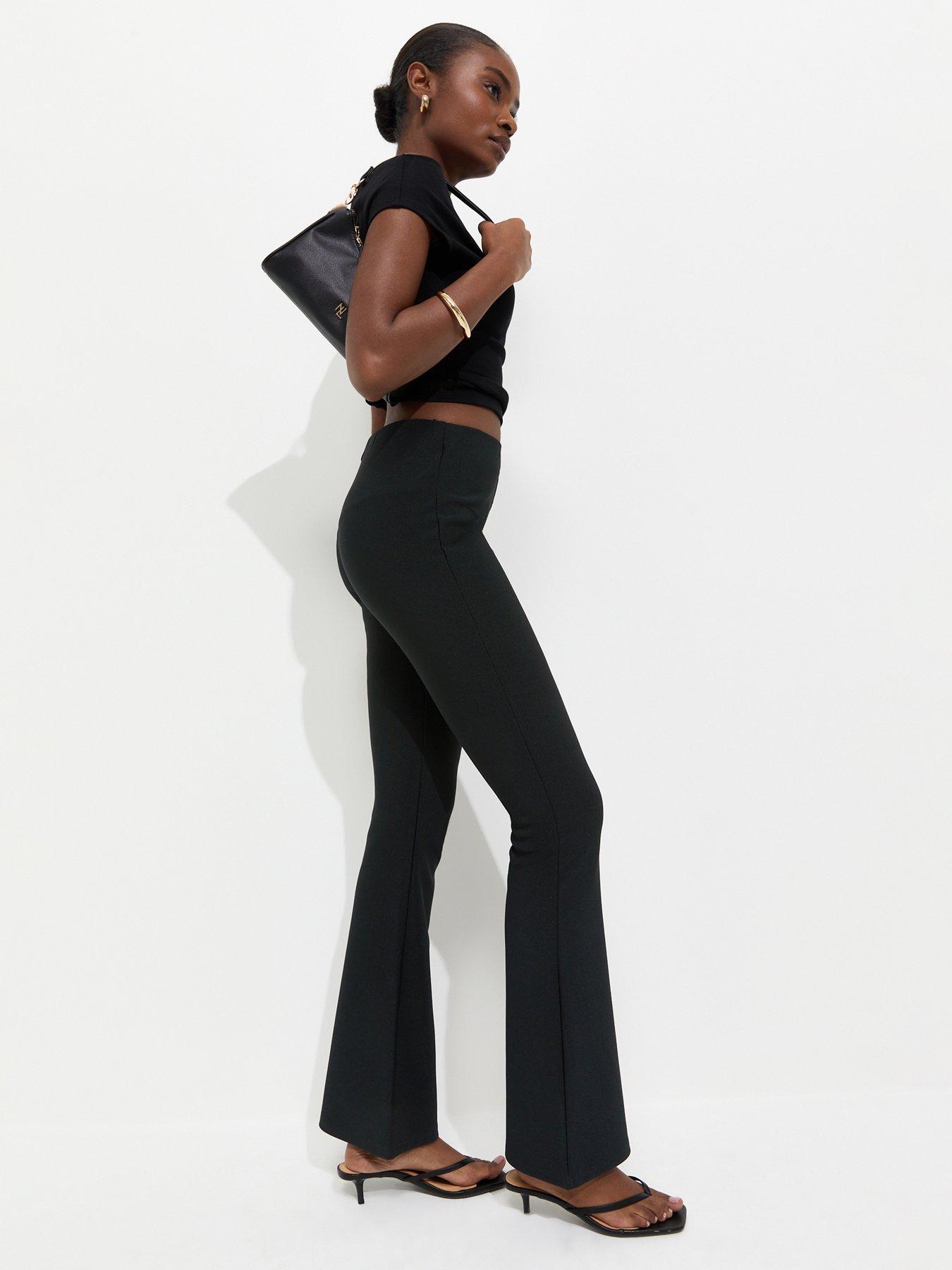 Image 3 of 5 of New Look Ribbed Flared Trousers - Black