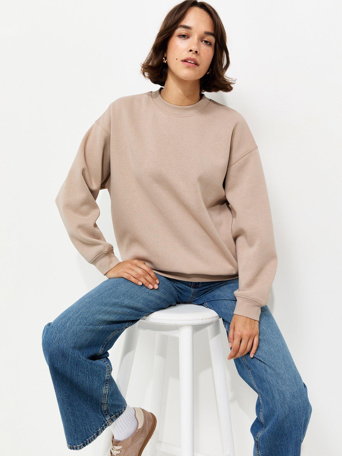 Image 1 of 5 of New Look Cotton Rich Relaxed Co-ord Sweatshirt - Light Brown