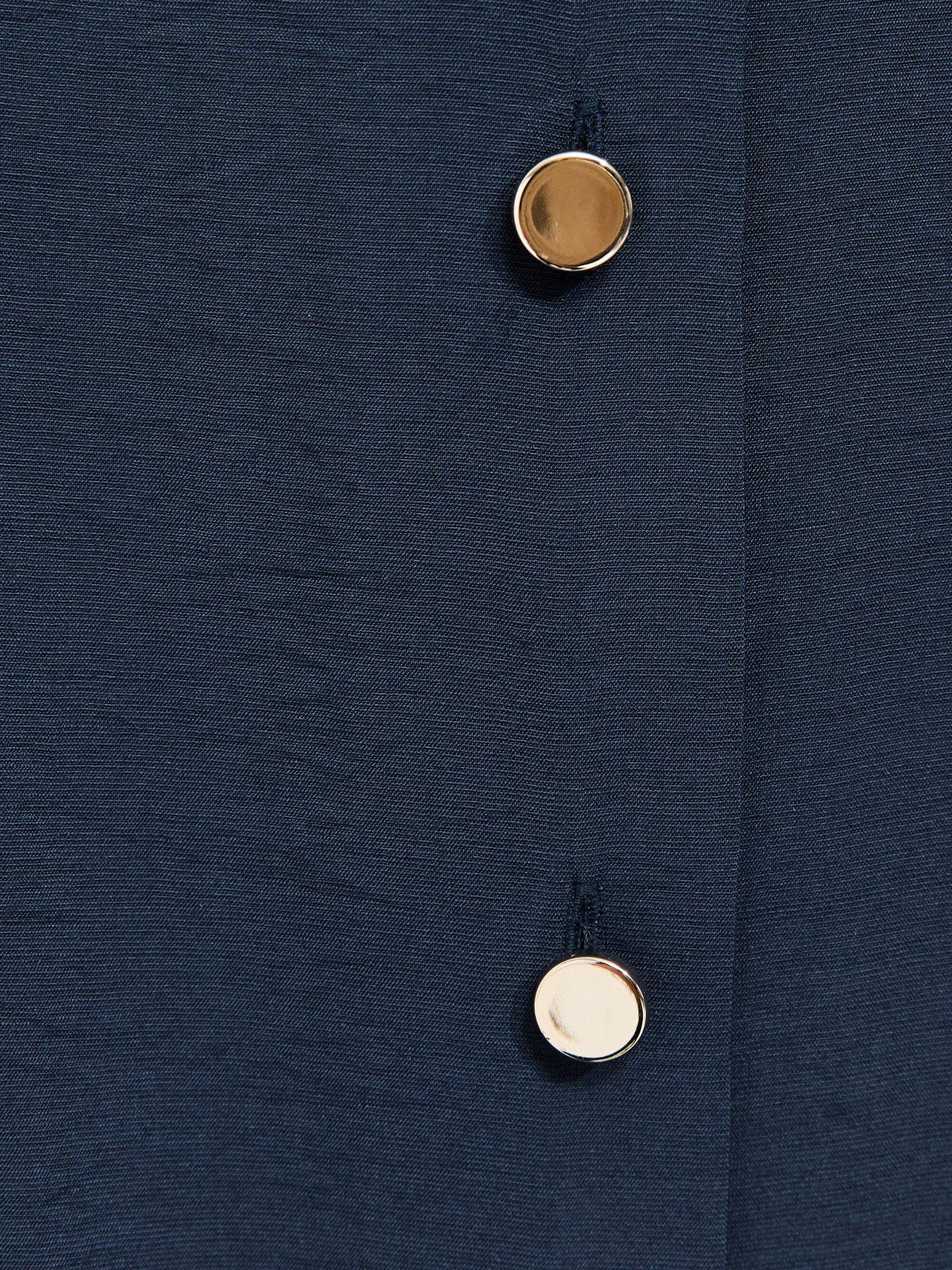 Image 3 of 3 of New Look Button Front Flutter Sleeve Midi Dress - Blue