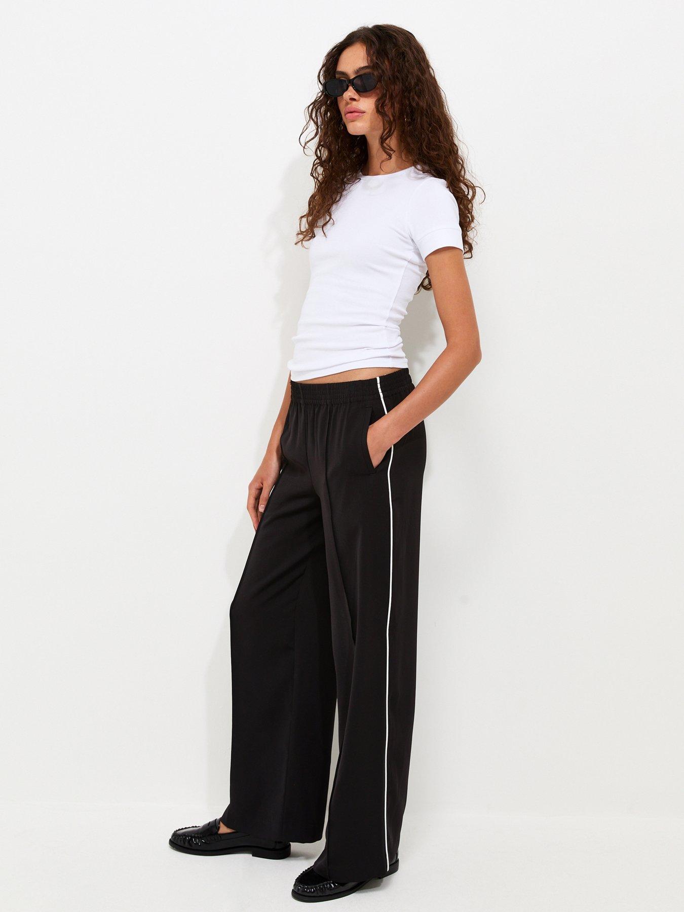 New Look Pintuck Stripe Wide Leg Trousers - Black