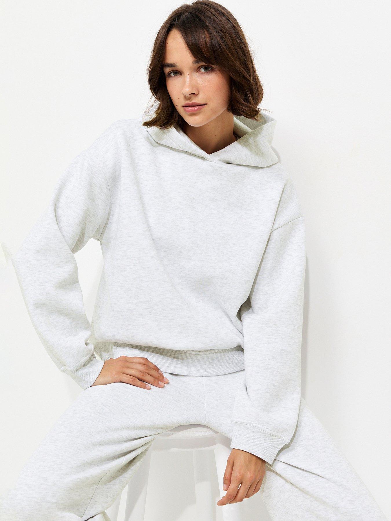 Image 1 of 5 of New Look Marl Cotton Rich Long Sleeve Hoodie - Grey