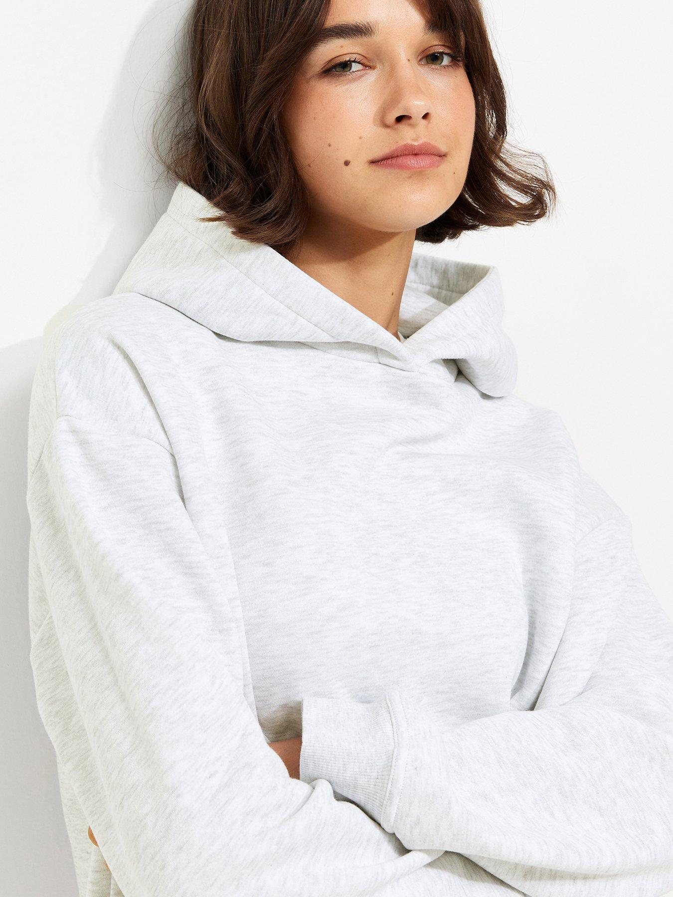 Image 4 of 5 of New Look Marl Cotton Rich Long Sleeve Hoodie - Grey