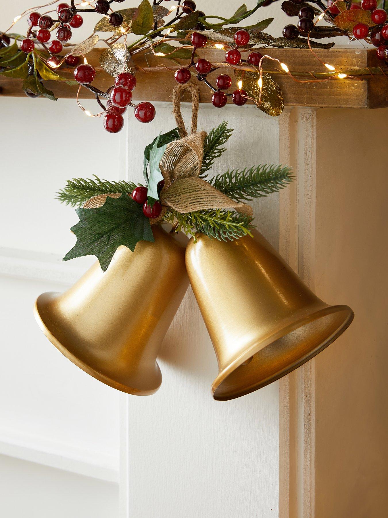 Image 1 of 7 of Festive Gold Twin Metal Bells Christmas Tree&nbsp;Decoration&nbsp;- 30cm