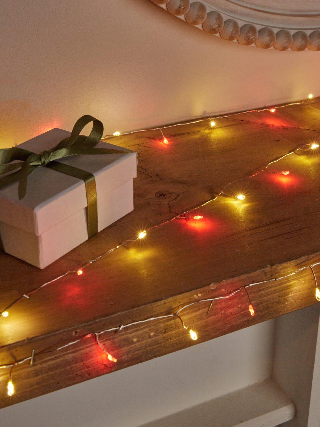 Image 1 of 3 of Festive 80 Bulb Dewdrop Cluster Light Battery Operated Multi Fuctional- Red/warm White