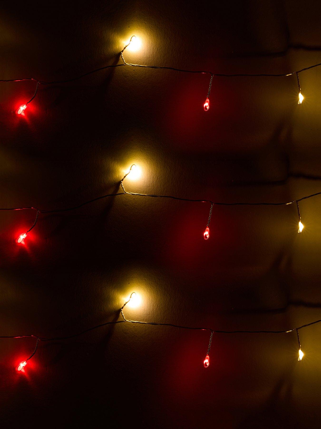 Image 3 of 3 of Festive 80 Bulb Dewdrop Cluster Light Battery Operated Multi Fuctional- Red/warm White