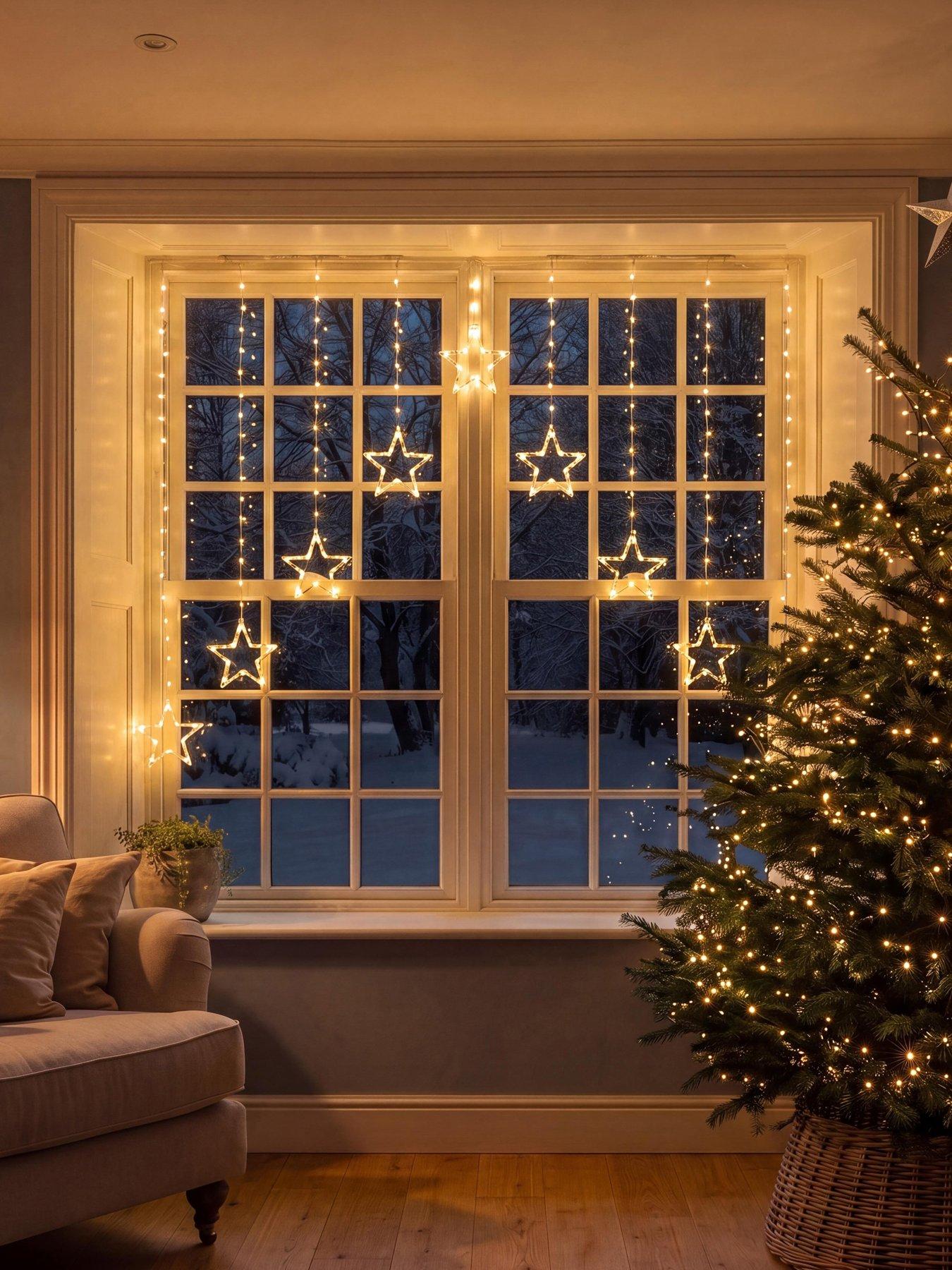Festive Star Curtain Lights - Warm White -120cm X 120cm
