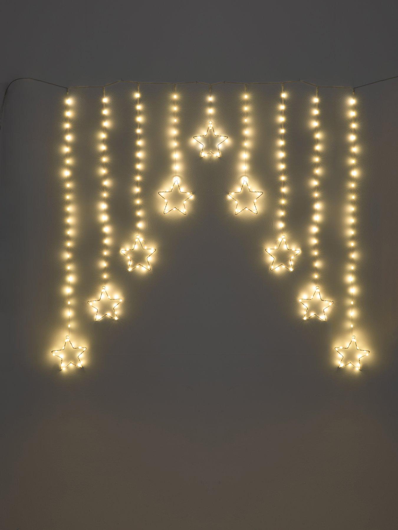 Image 3 of 4 of Festive Snowflake Indoor/Outdoor Christmas Curtain Lights - Warm White - 120 x 120 cm