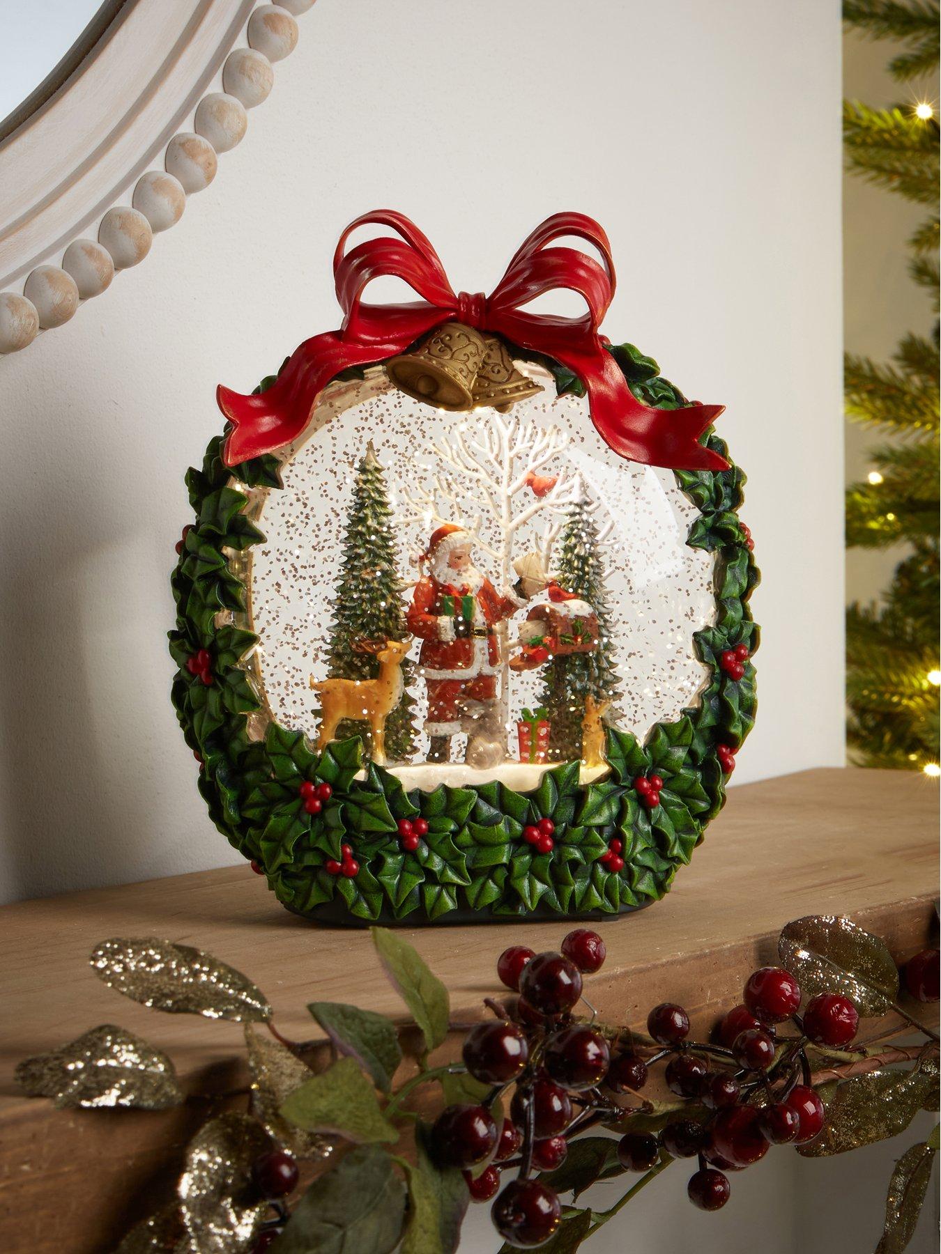 Image 1 of 7 of Festive Santa Wreath Water Spinner Christmas Decoration&nbsp;- 21cm