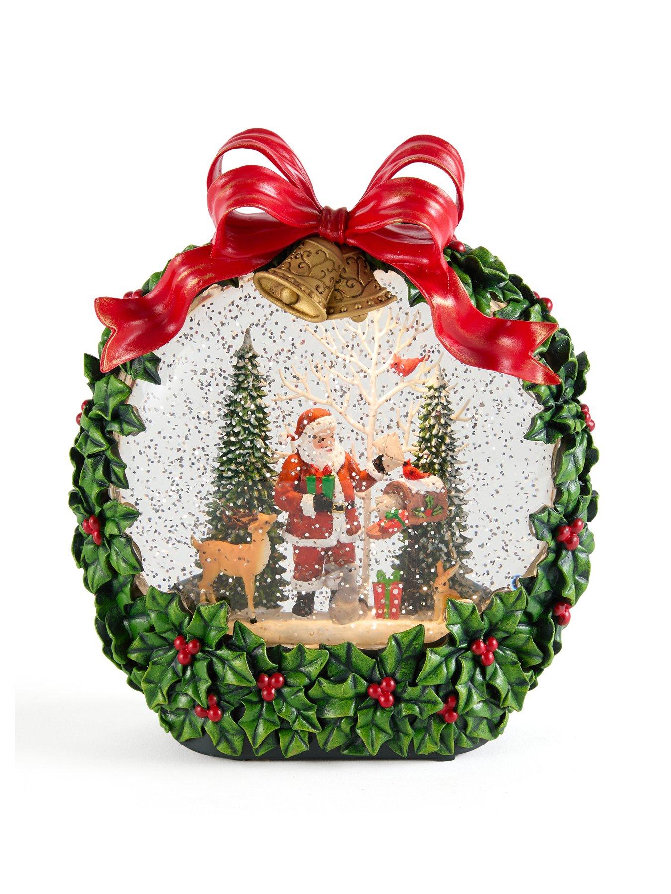 Image 2 of 7 of Festive Santa Wreath Water Spinner Christmas Decoration&nbsp;- 21cm