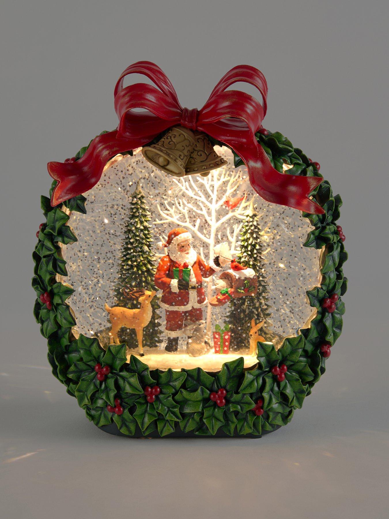 Image 3 of 7 of Festive Santa Wreath Water Spinner Christmas Decoration&nbsp;- 21cm