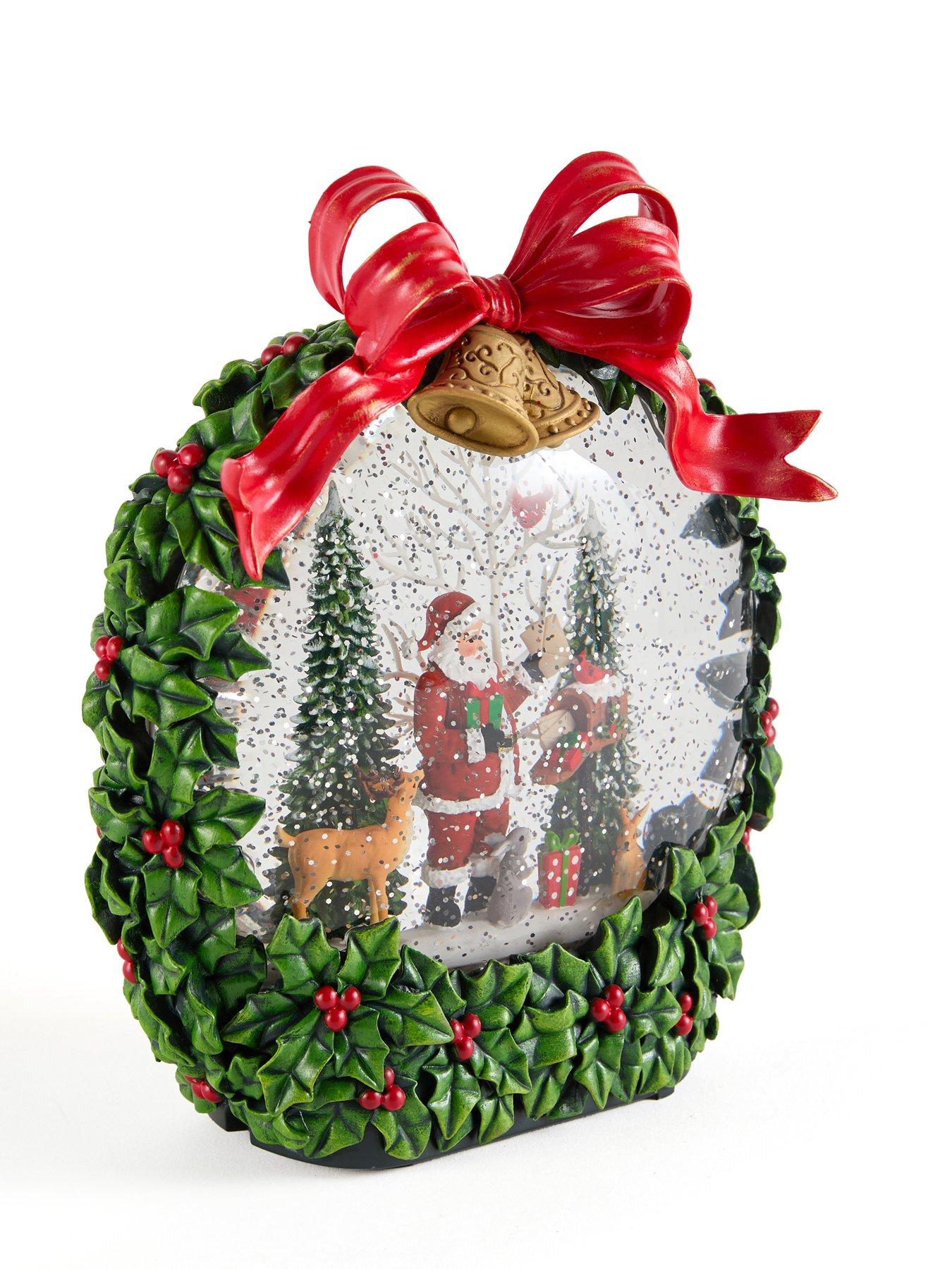 Image 4 of 7 of Festive Santa Wreath Water Spinner Christmas Decoration&nbsp;- 21cm