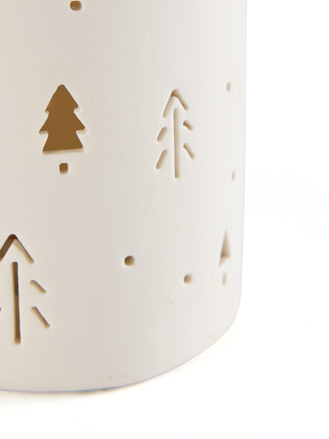 Image 7 of 7 of Festive Lit Ceramic White Candle Battery Operated - 22cm