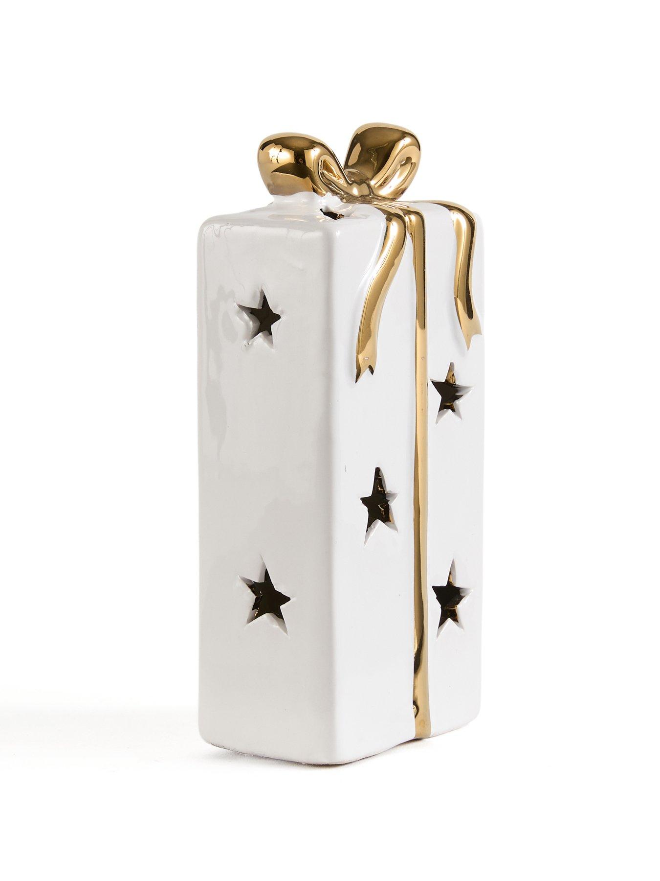 Image 4 of 7 of Festive Pack Of 2 Lit Ceramic Presents