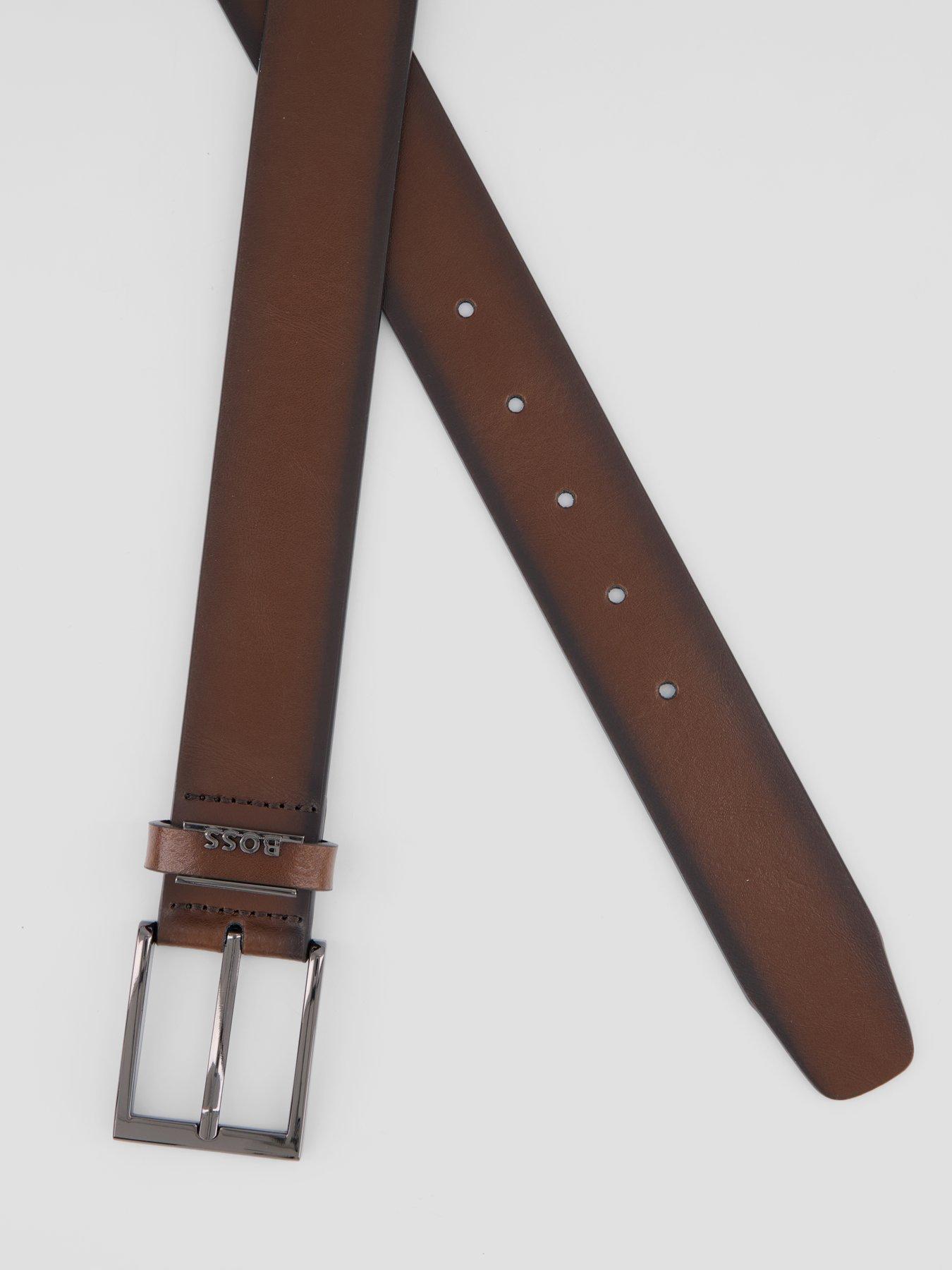 Image 4 of 4 of BOSS Cole Emblem Logo Formal Leather Belt - Brown