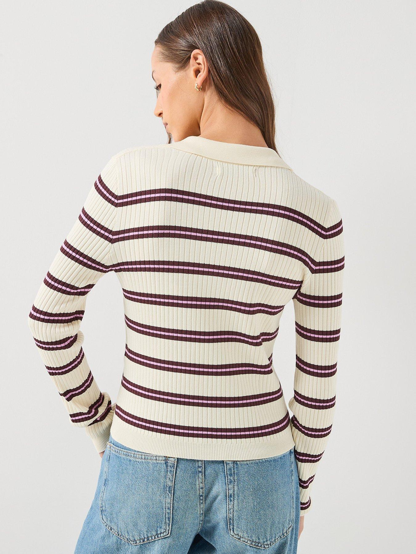 Image 2 of 6 of Only Olive Green Striped Knitted Polo