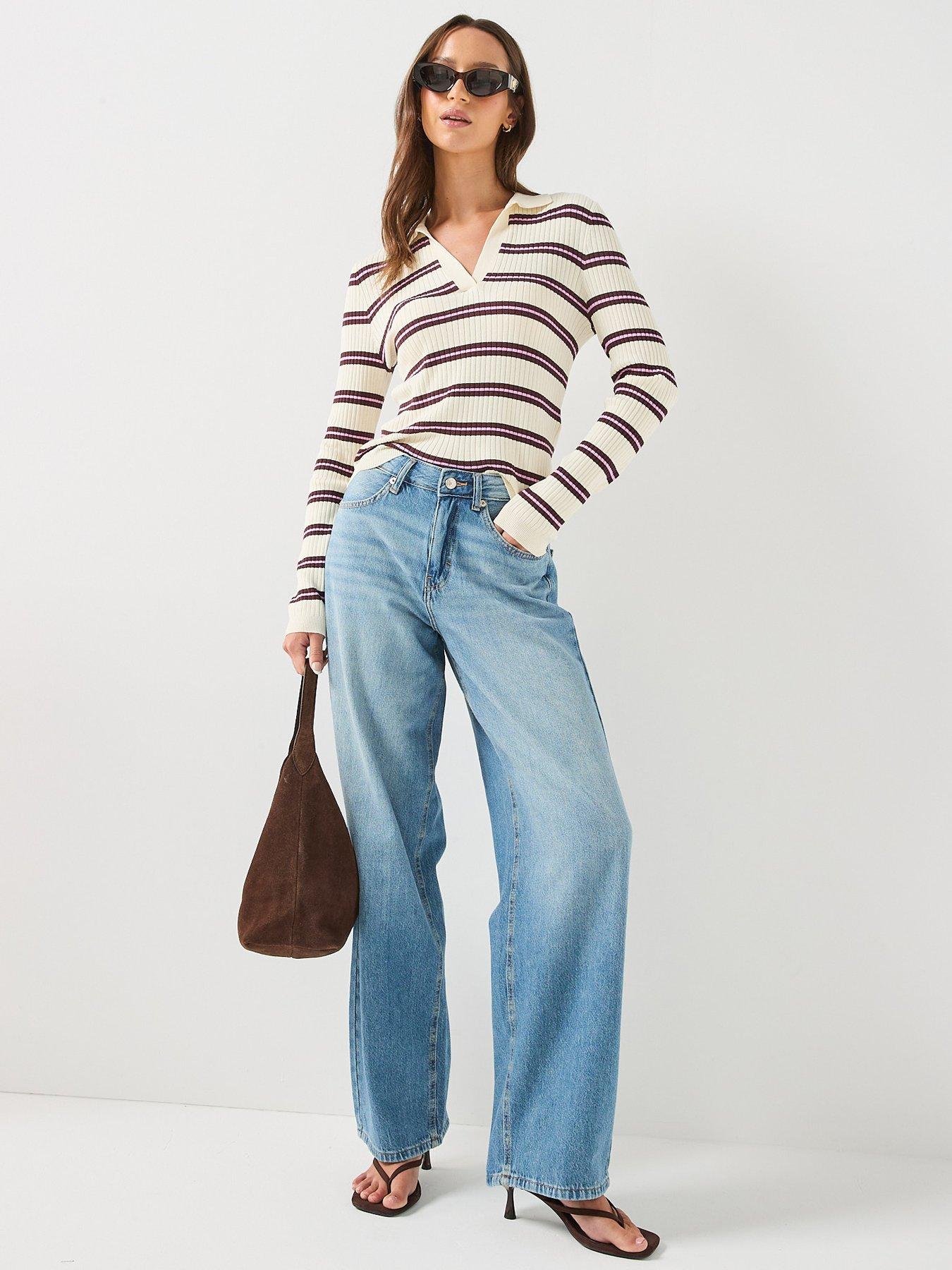 Image 4 of 6 of Only Olive Green Striped Knitted Polo