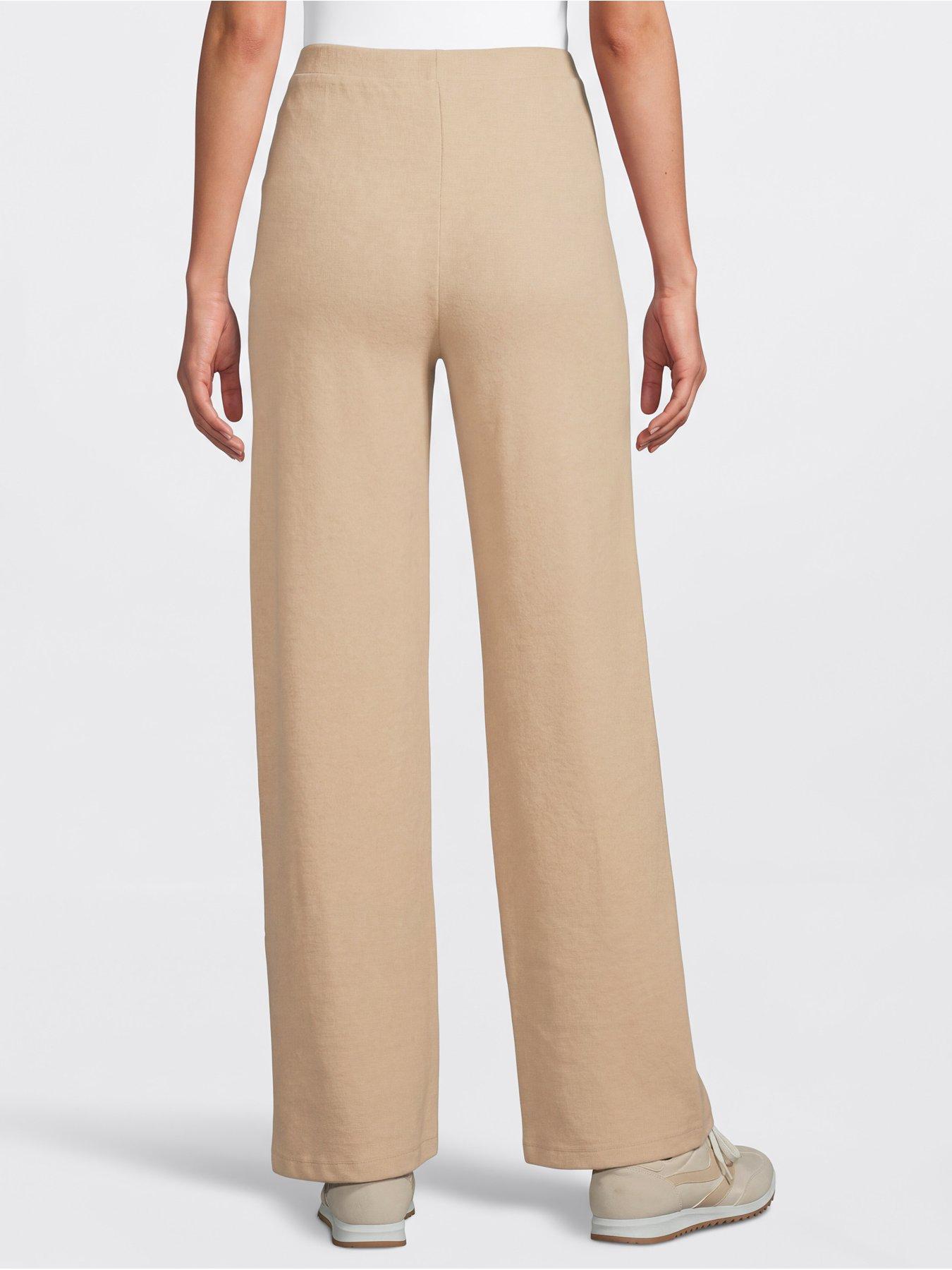 Image 2 of 5 of Mamalicious Womens Maternity High Waist Wide Leg Trousers - Beige