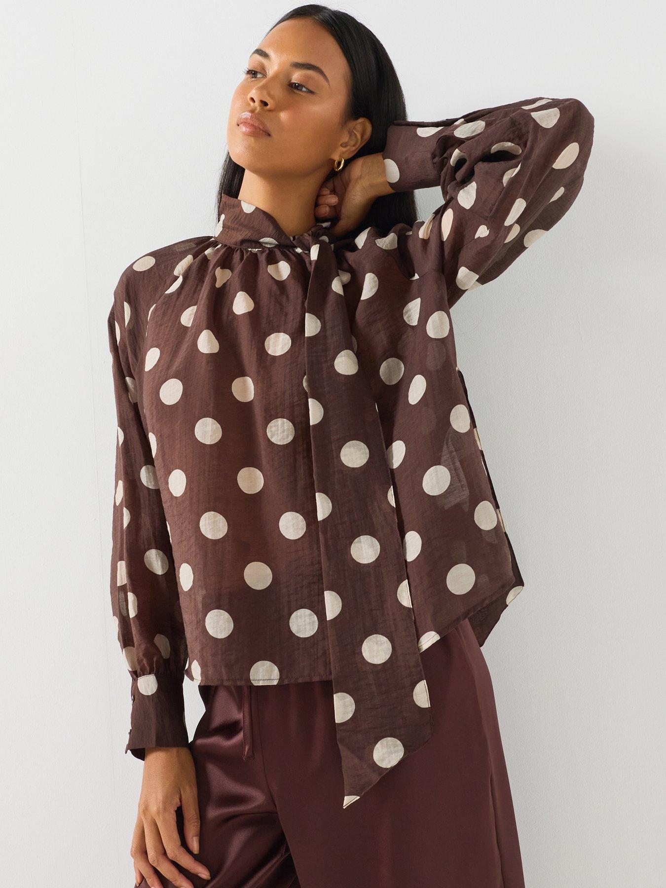 Image 1 of 6 of JDY Women's Fay Bow Detail Blouse - Coffee Bean