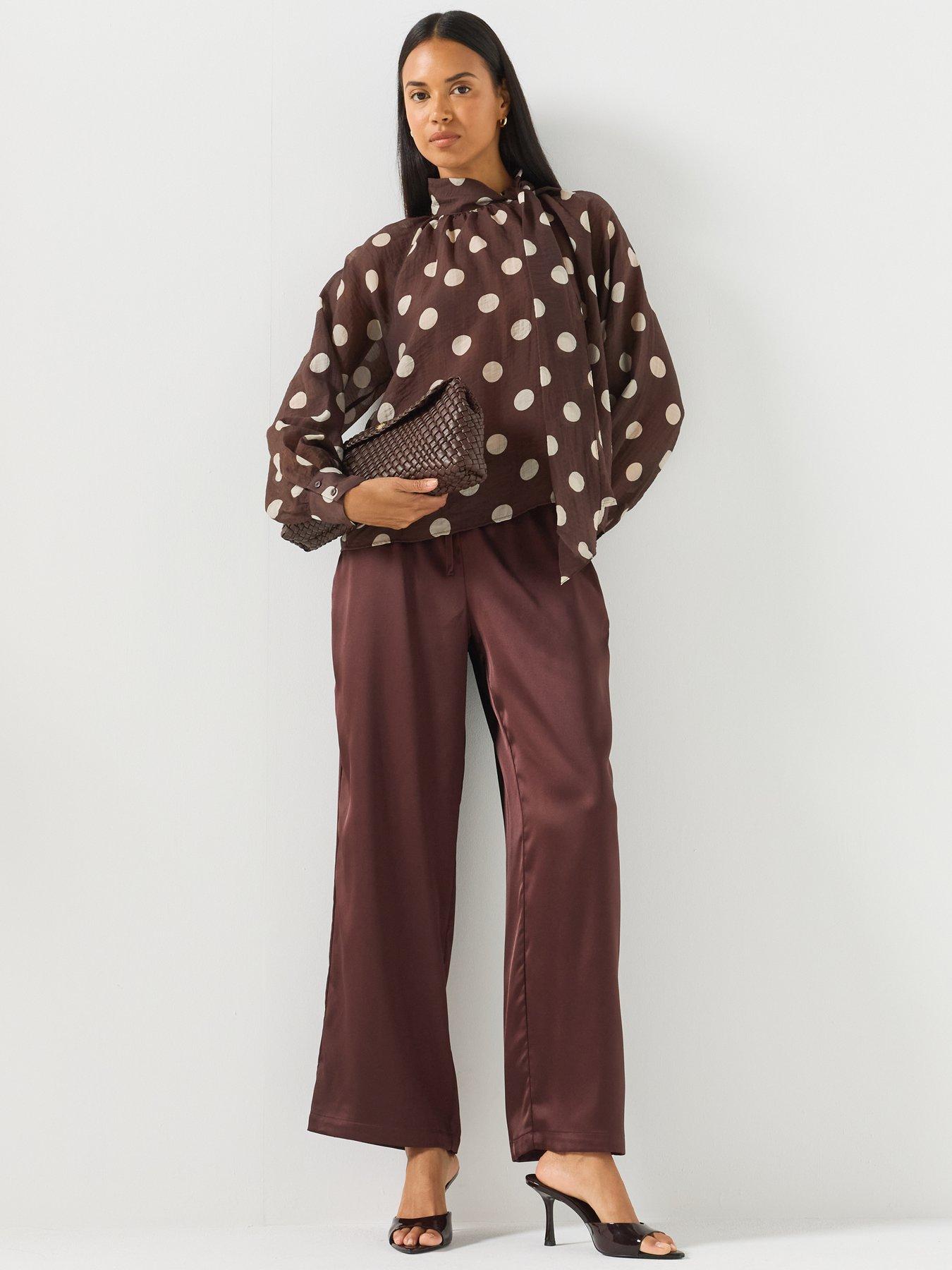 Image 3 of 6 of JDY Women's Fay Bow Detail Blouse - Coffee Bean
