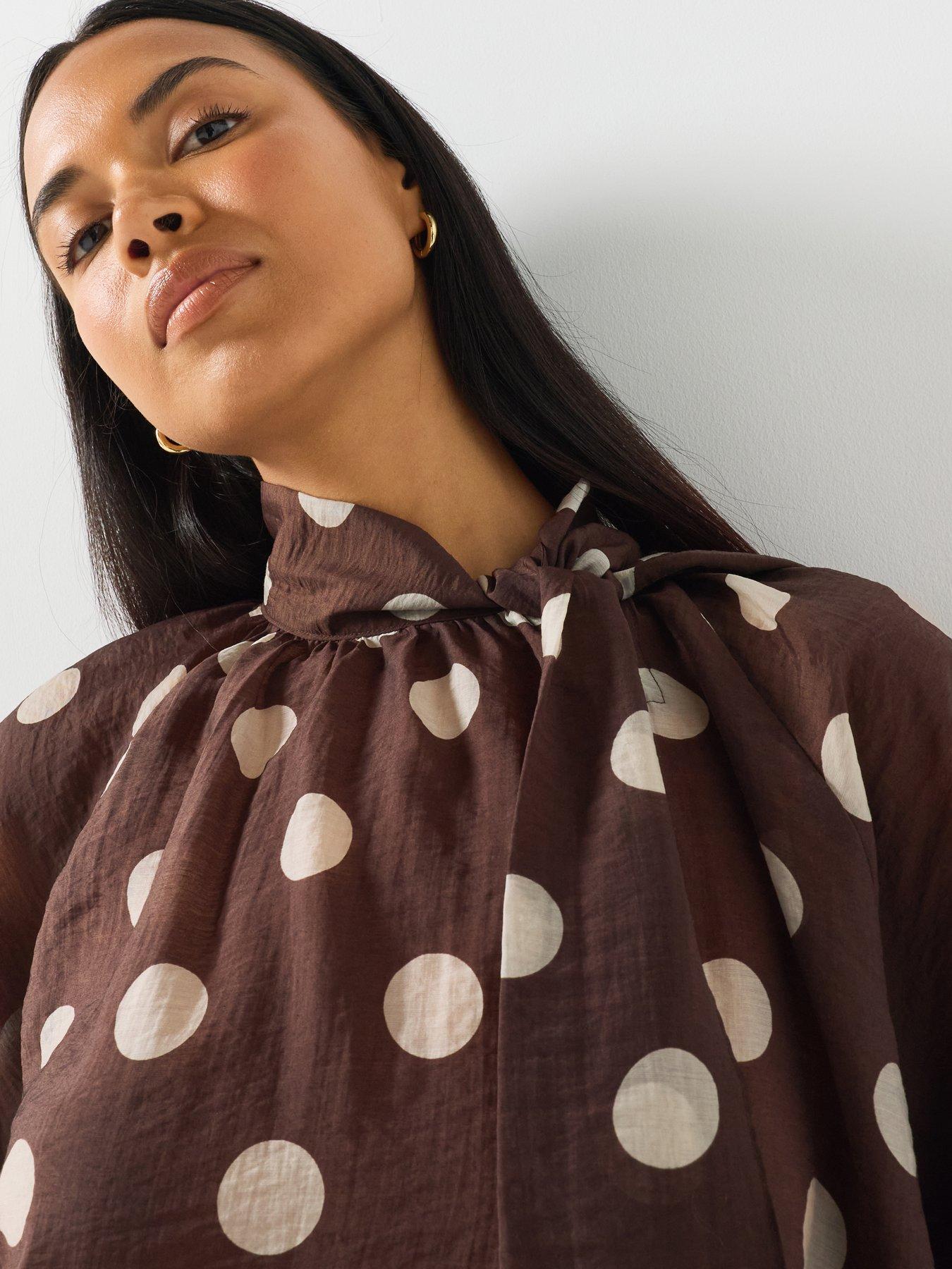 Image 4 of 6 of JDY Women's Fay Bow Detail Blouse - Coffee Bean