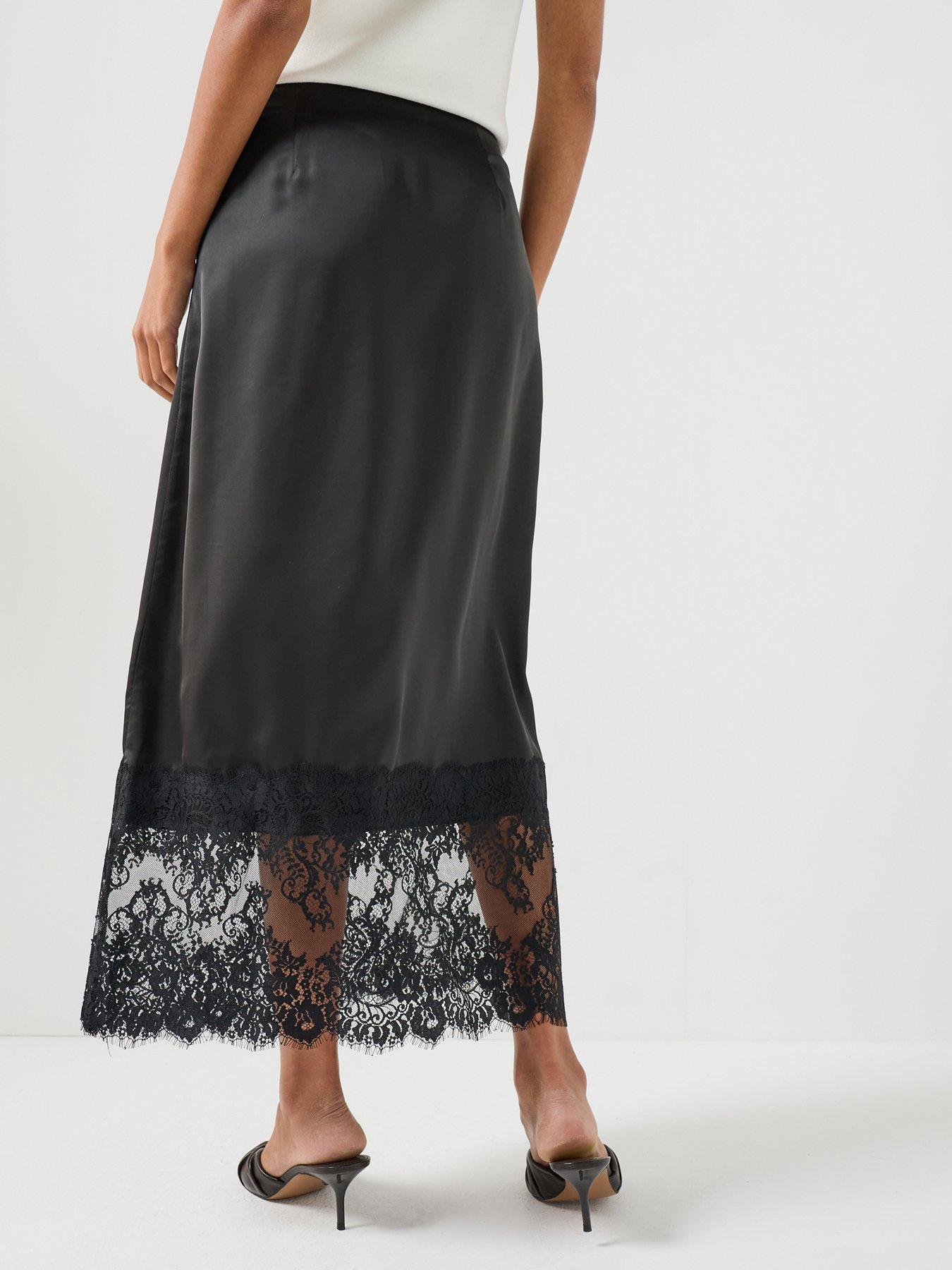 Image 2 of 5 of JDY Women's Lace Trim Midi Skirt - Black
