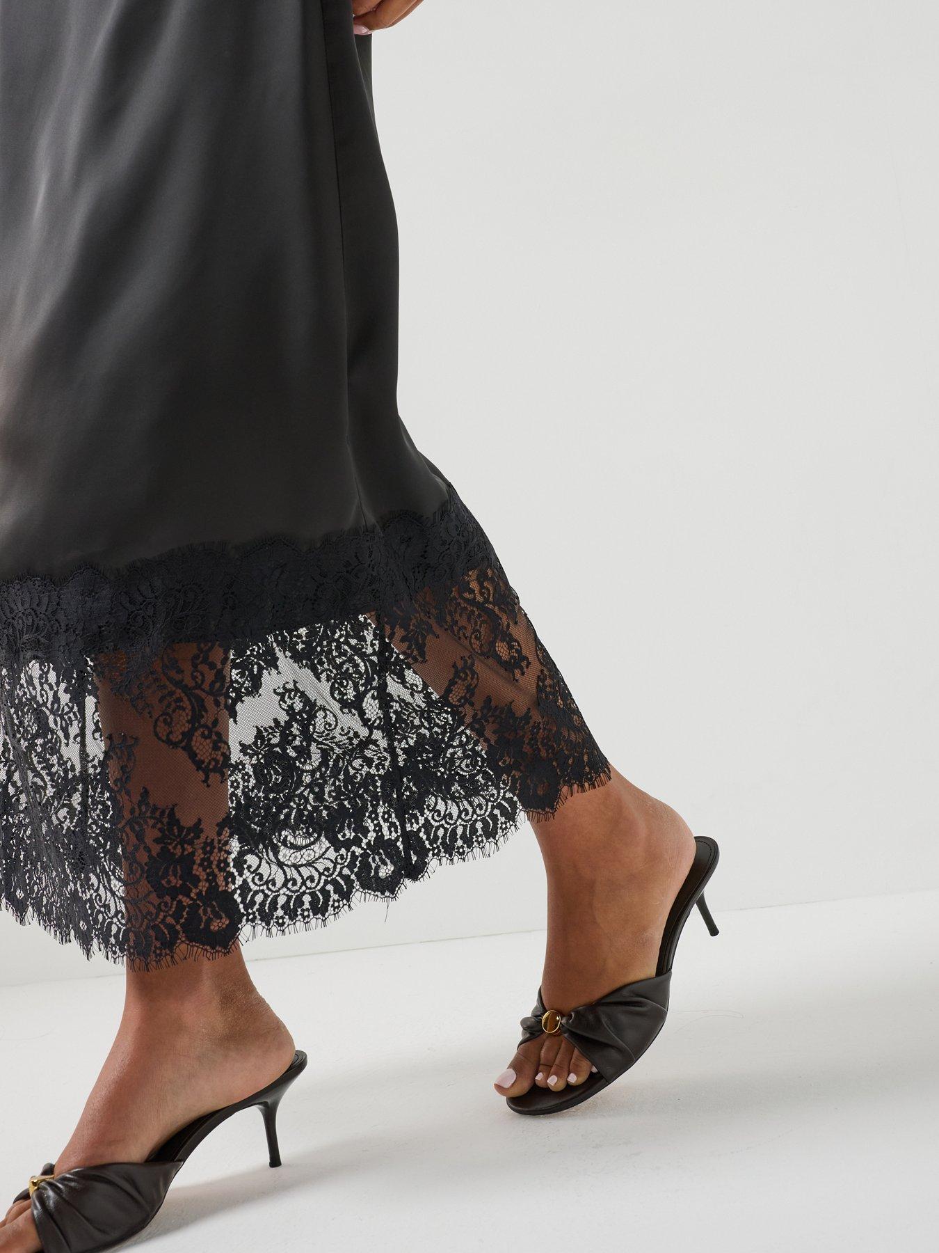 Image 5 of 5 of JDY Women's Lace Trim Midi Skirt - Black