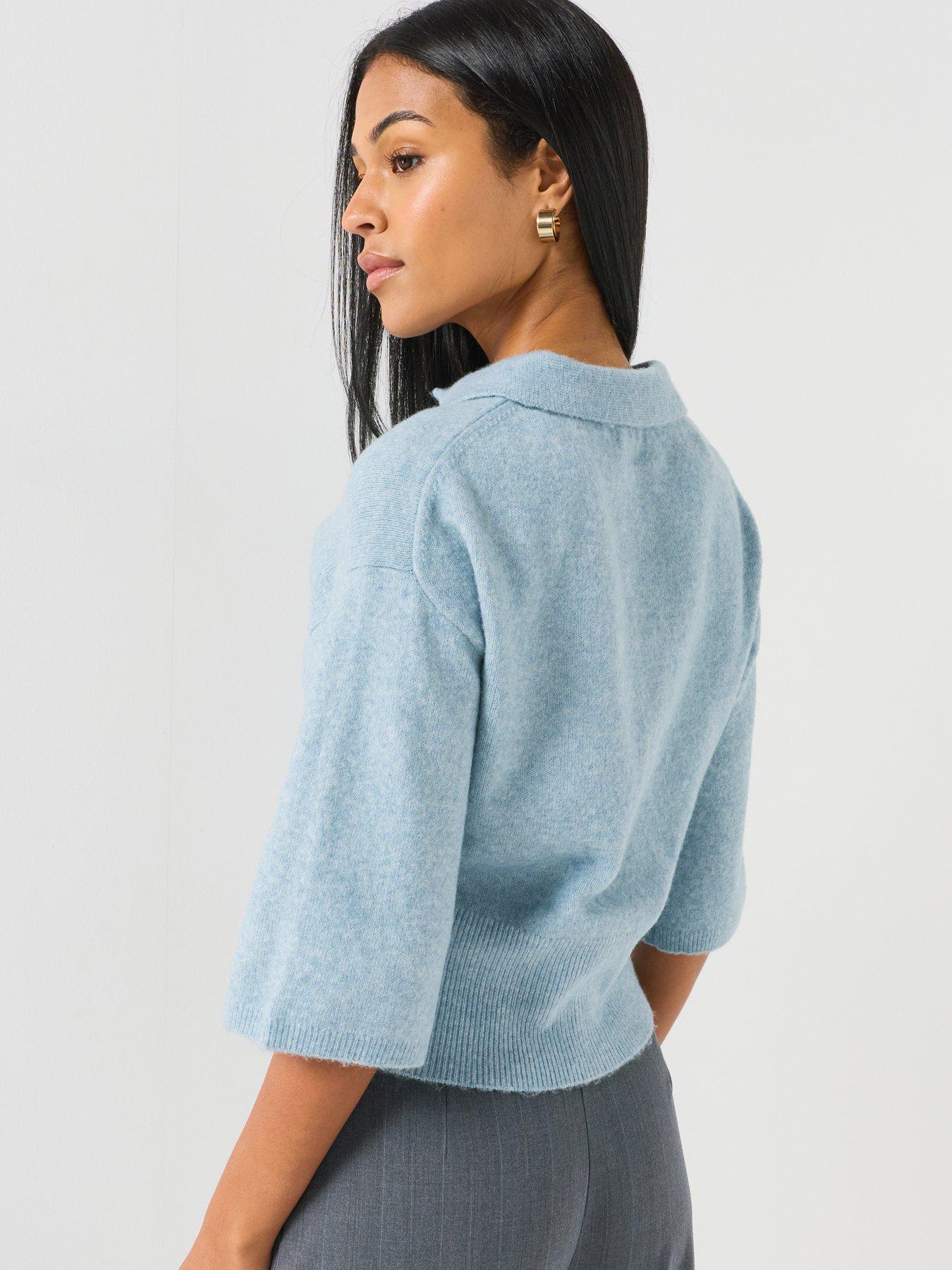 Image 2 of 5 of Only Short Sleeve Button Through Polo In Wool Mix