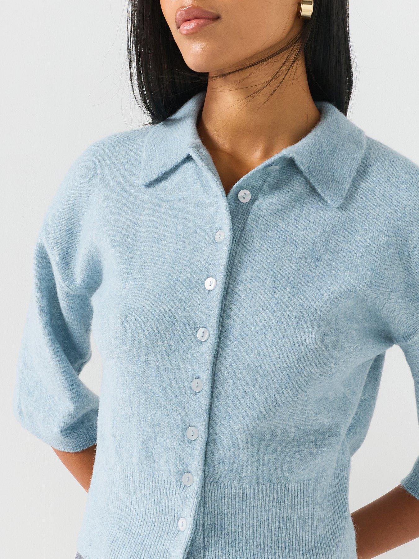 Image 5 of 5 of Only Short Sleeve Button Through Polo In Wool Mix