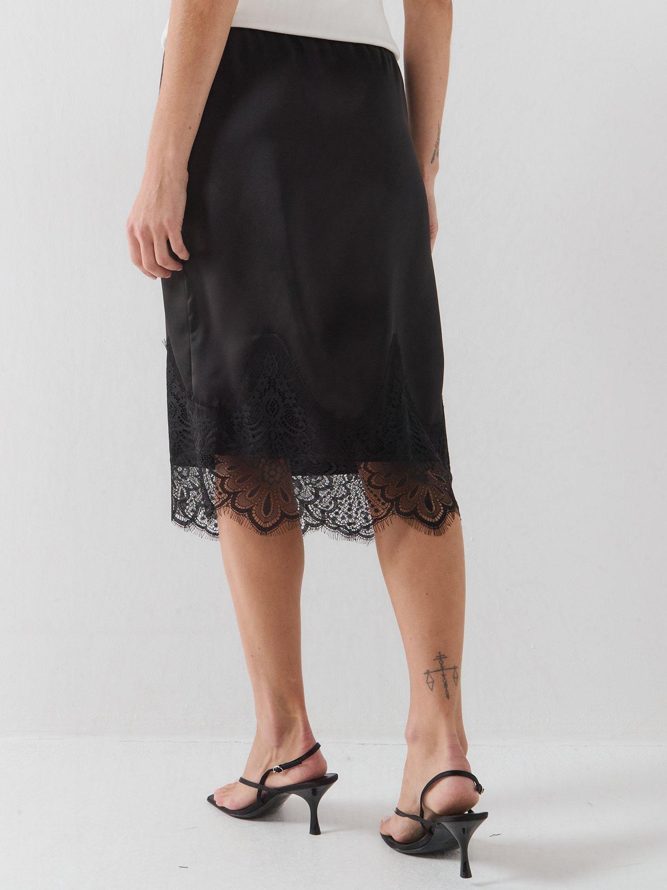 Image 2 of 6 of Only Indona Satin Lace Midi Skirt