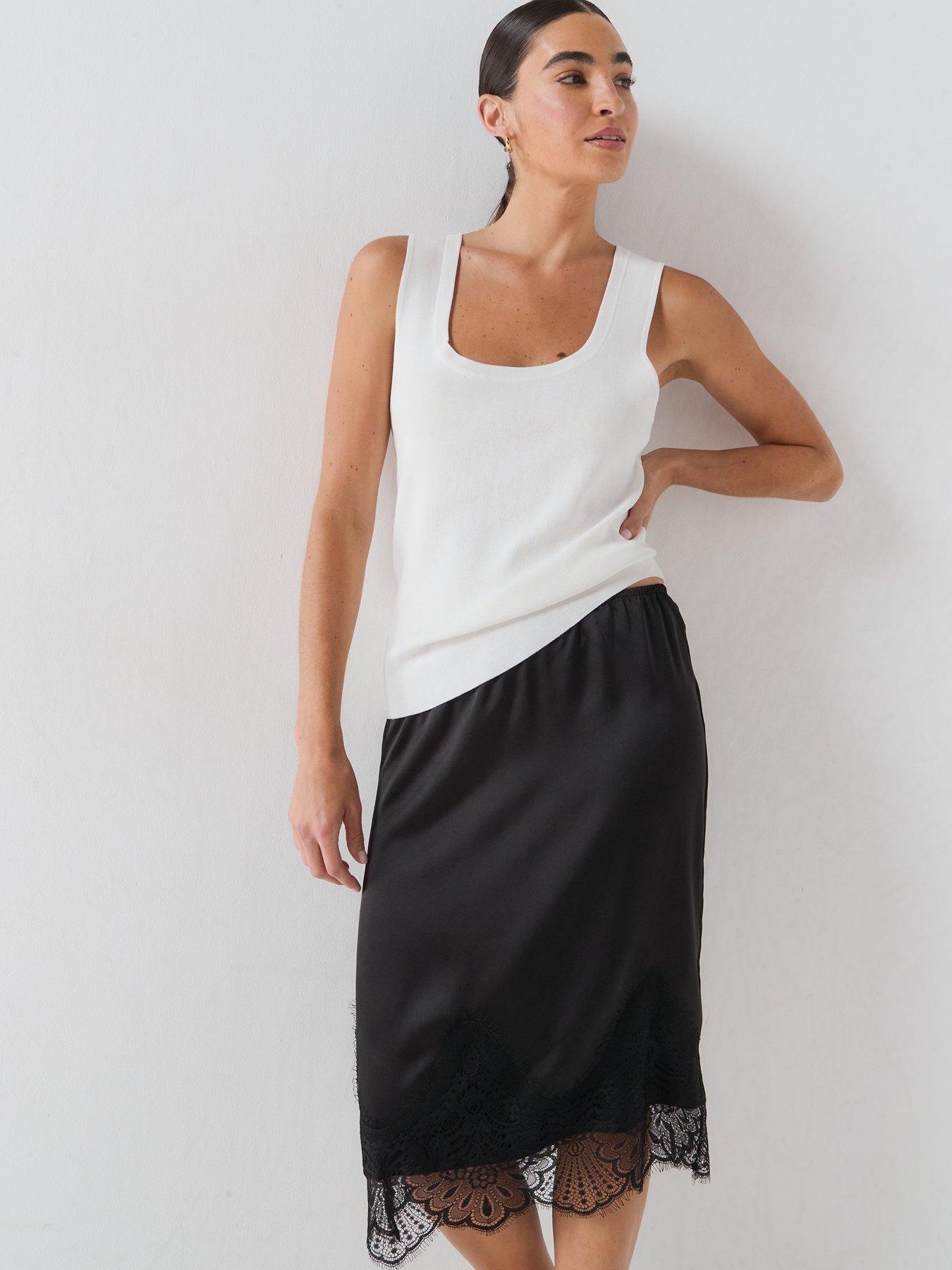 Image 5 of 6 of Only Indona Satin Lace Midi Skirt
