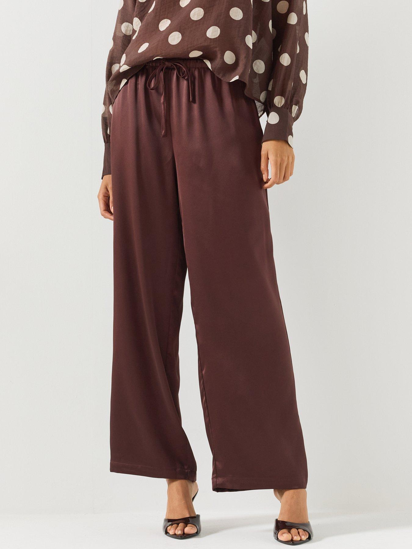 Only Satin Pull Up Wide Leg Trousers