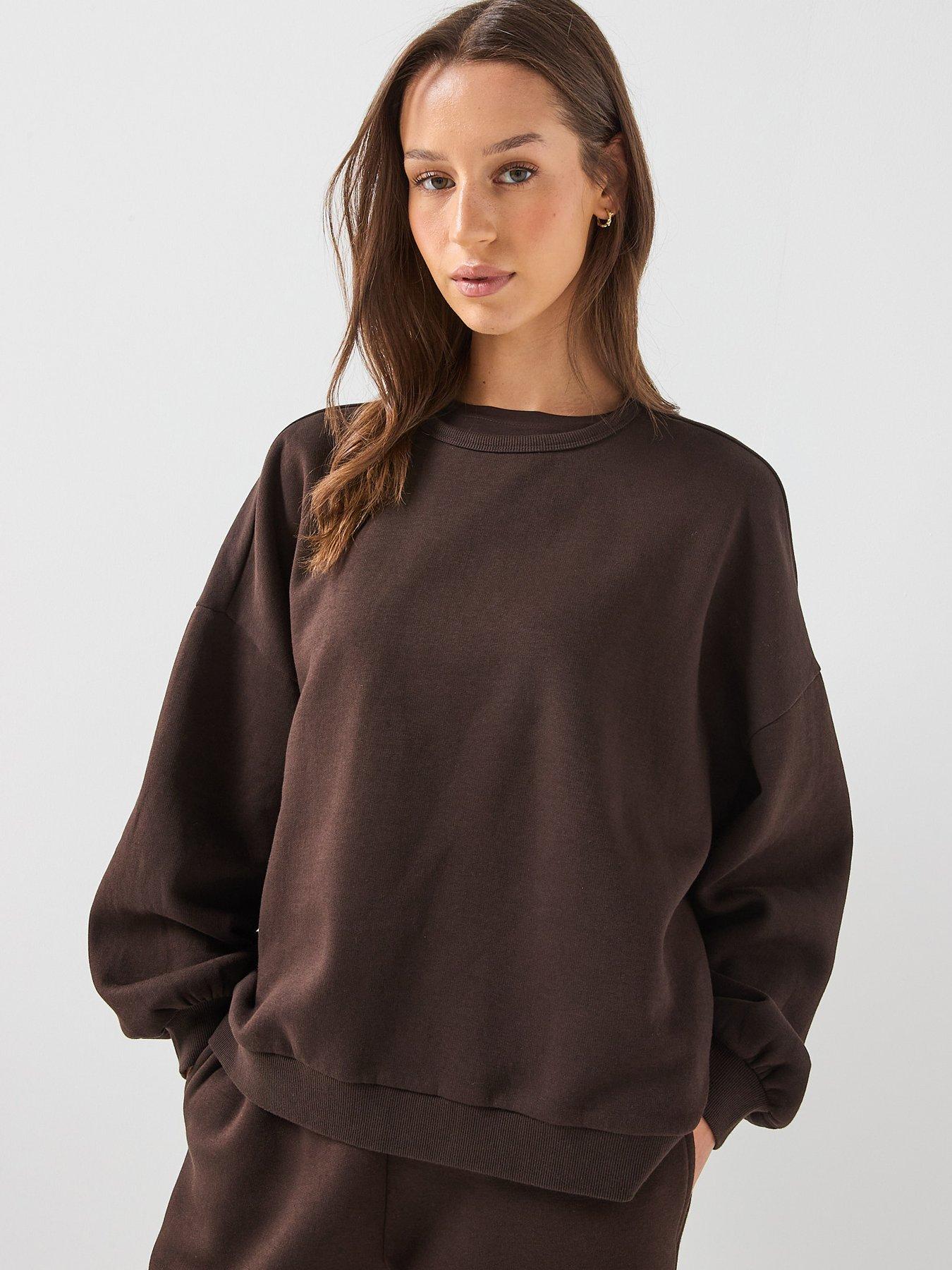Image 1 of 5 of Vero Moda Women's Oversized Crew Neck Sweatshirt - Brown