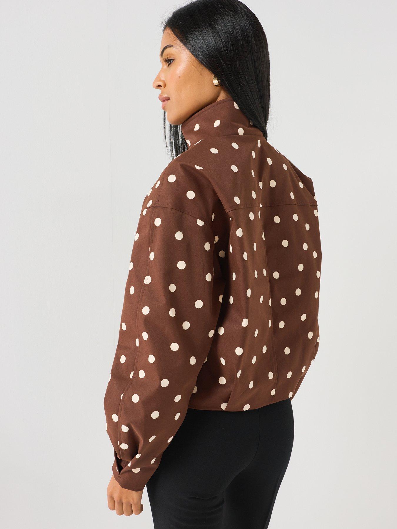 Image 2 of 4 of PIECES Funnel Neck Polka Dot Bomber Jacket