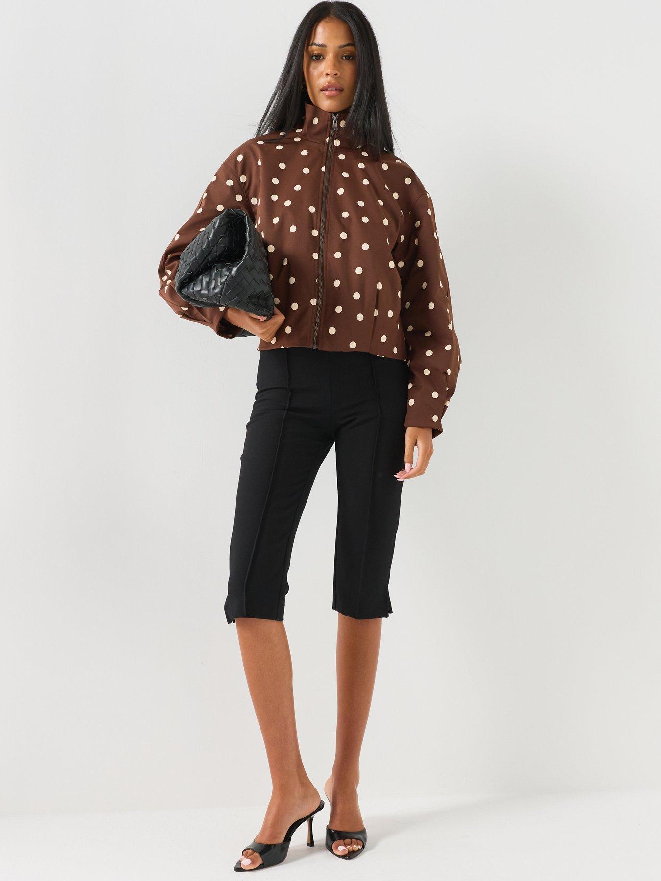 Image 3 of 4 of PIECES Funnel Neck Polka Dot Bomber Jacket