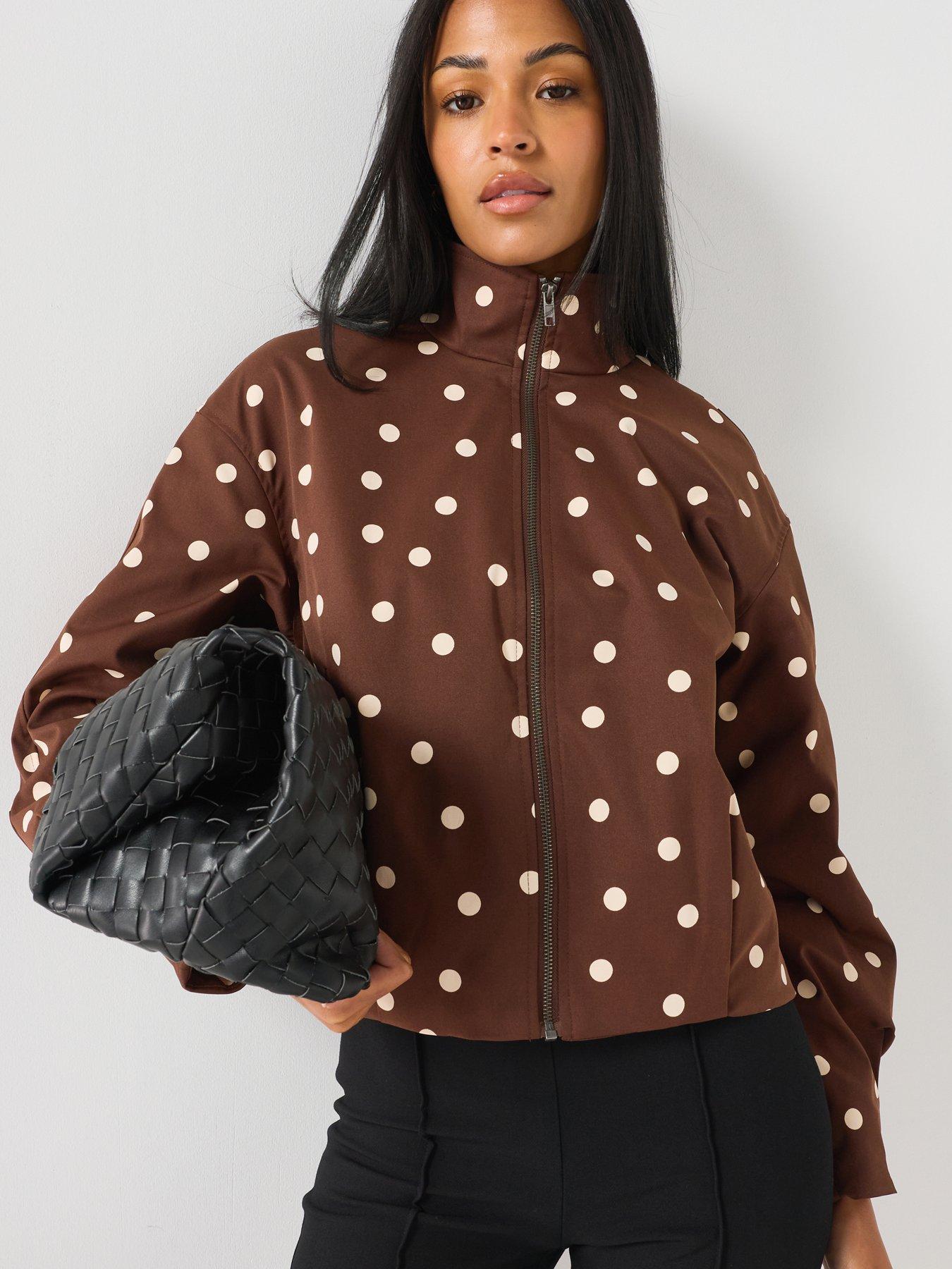 Image 4 of 4 of PIECES Funnel Neck Polka Dot Bomber Jacket