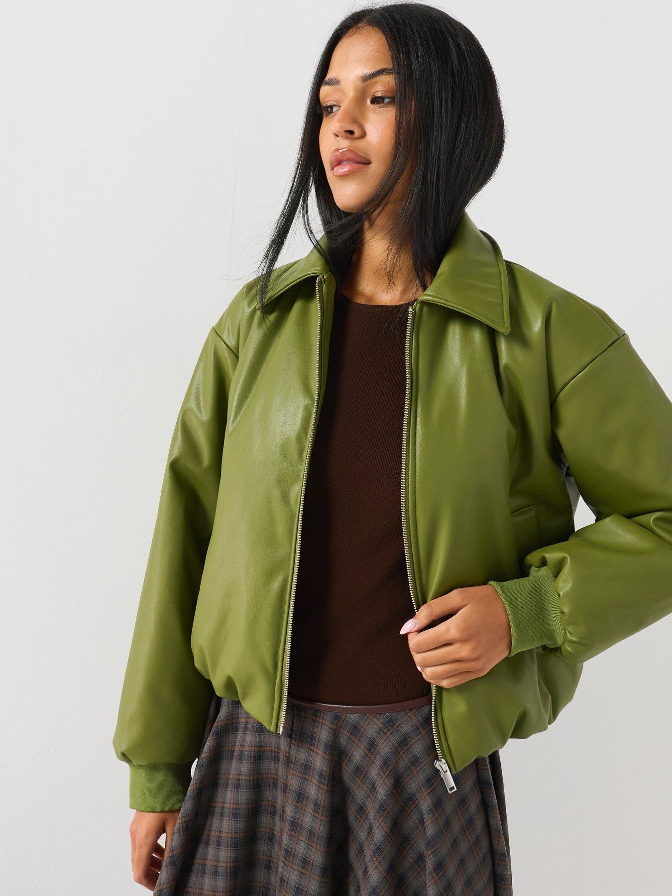 Image 1 of 5 of PIECES Pu Padded Bomber Jacket