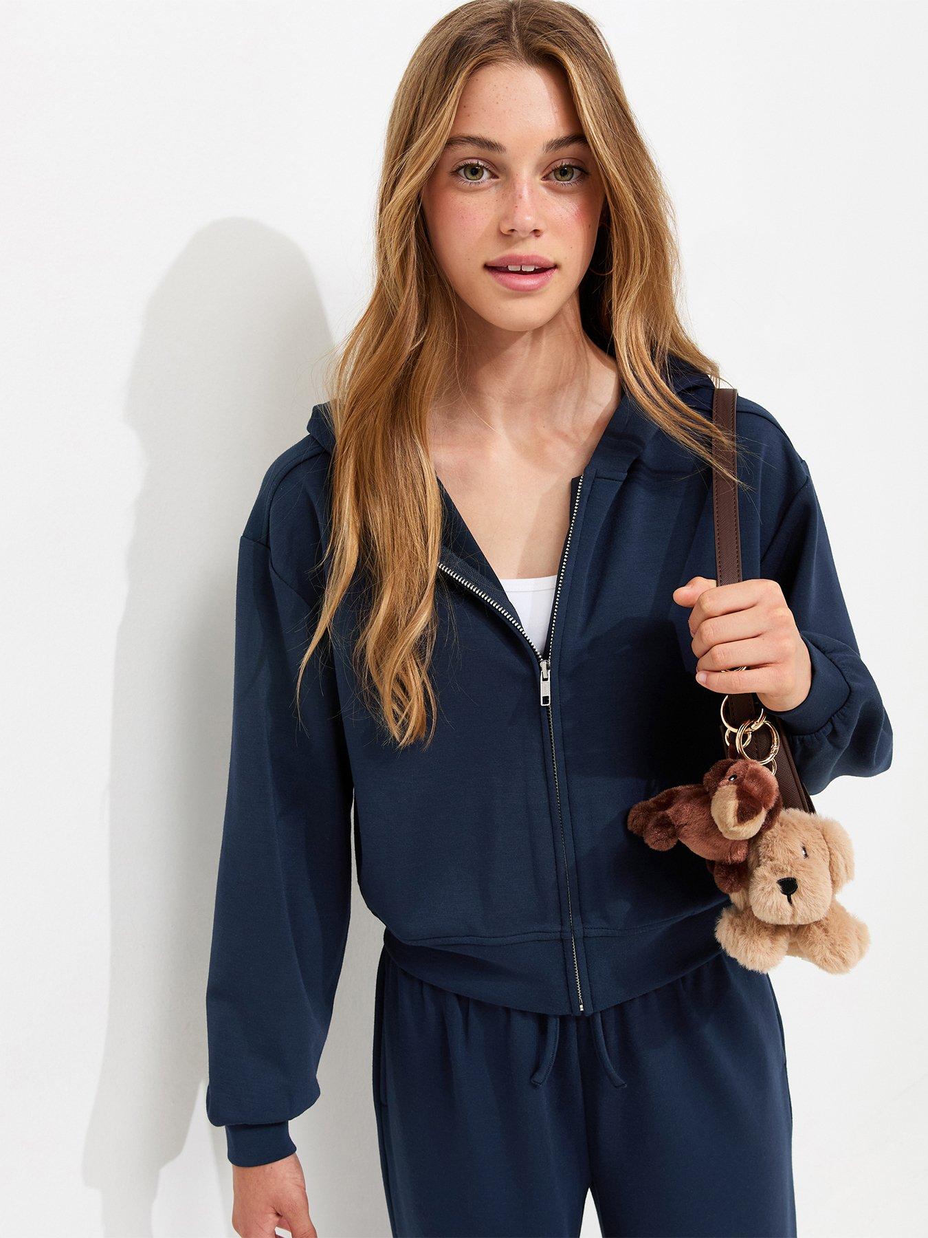 New Look 915 Girls Soft Touch Zipped Hoody - Navy
