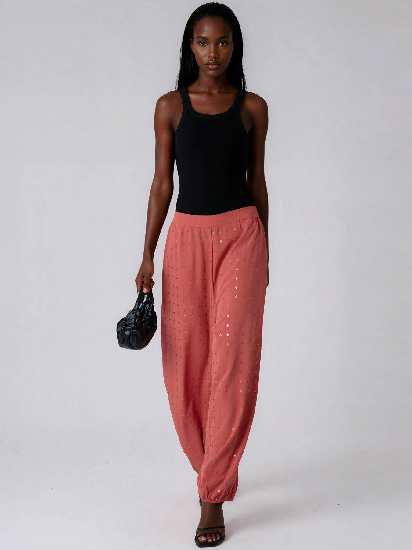 Religion Embellished Kara Balloon Trousers- Coral