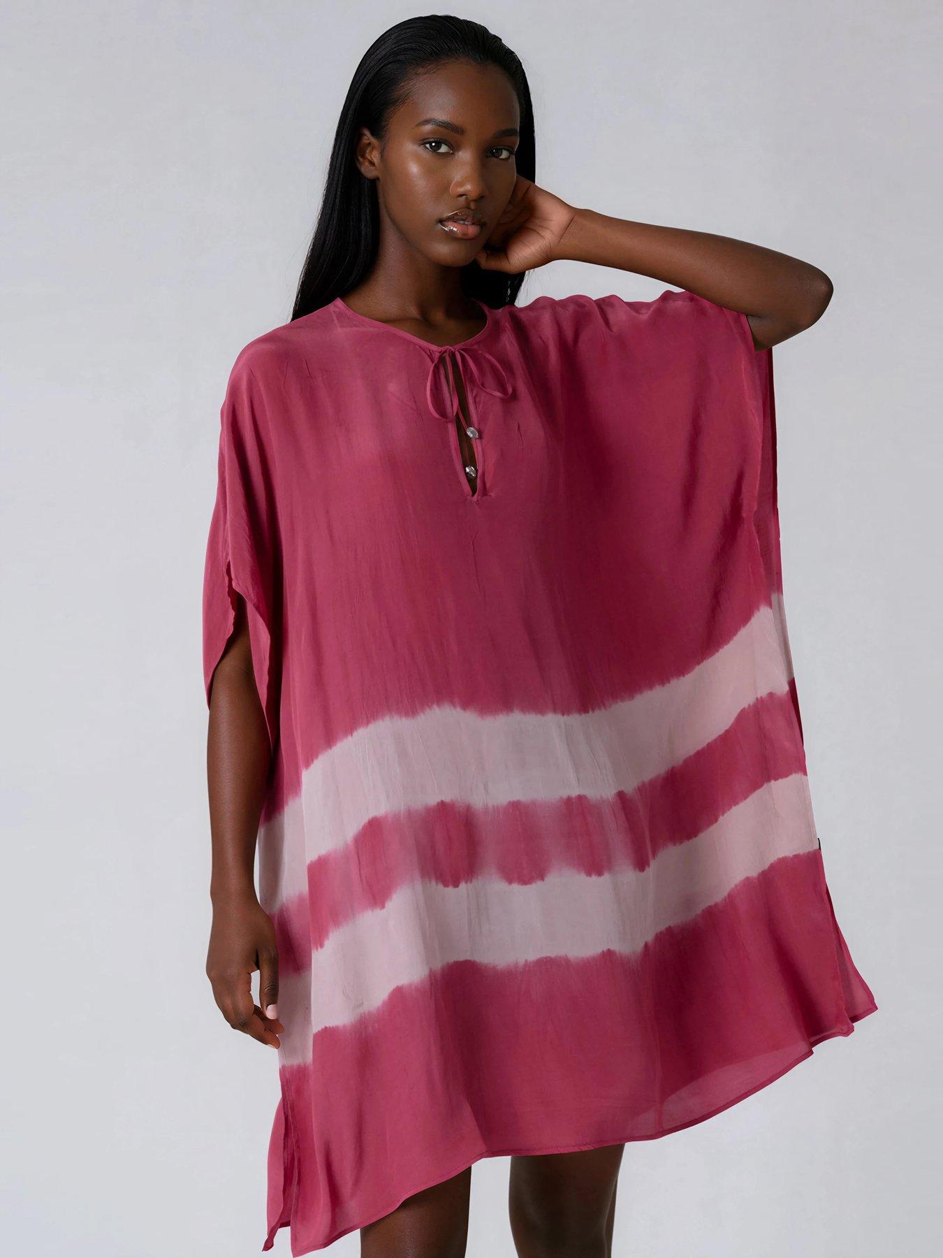 Religion Ella Tie Dye Kaftan Beach Wear - Pink