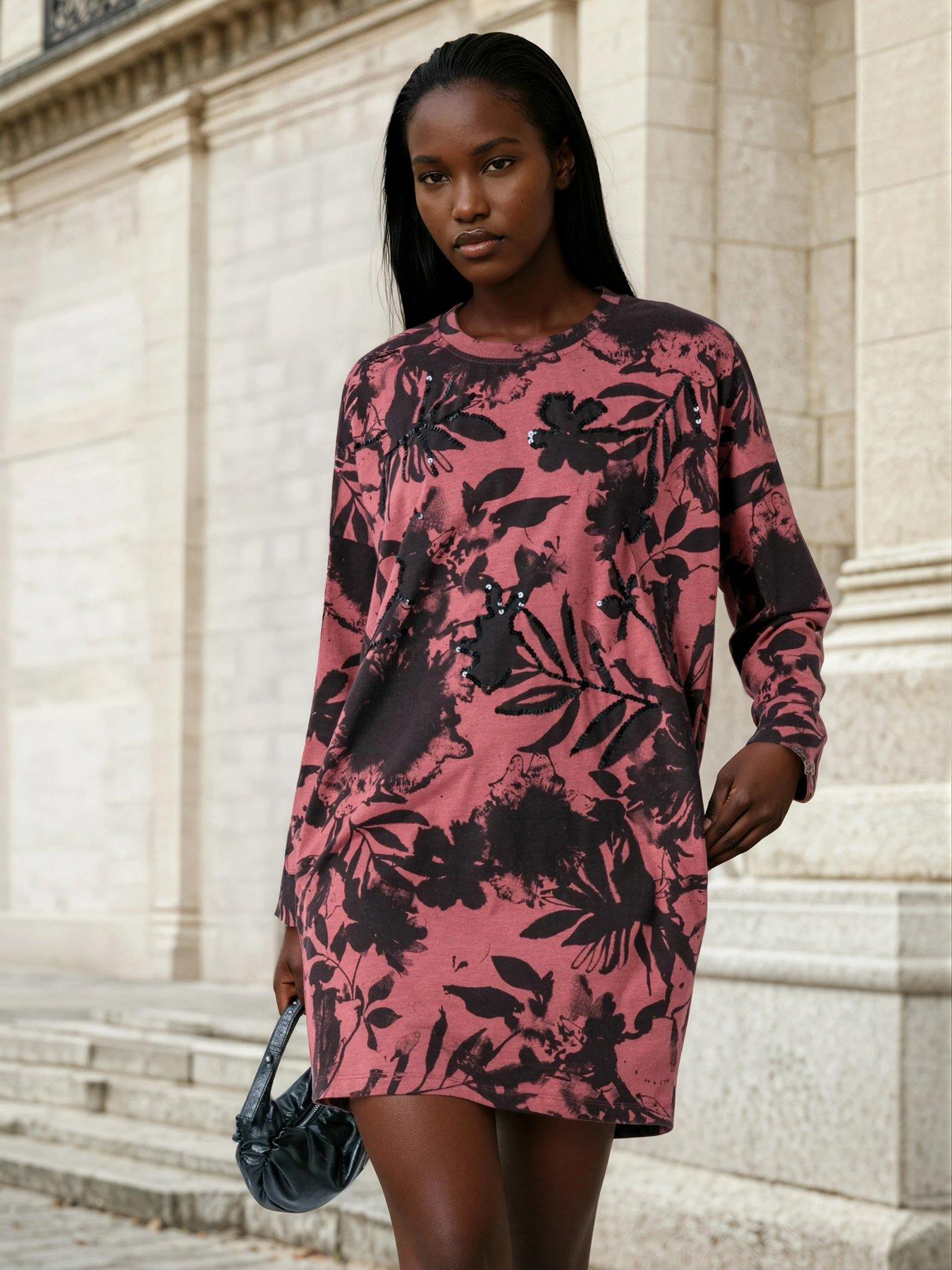 Religion Libby Long Sleeved Tunic Jersey Dress - Orange