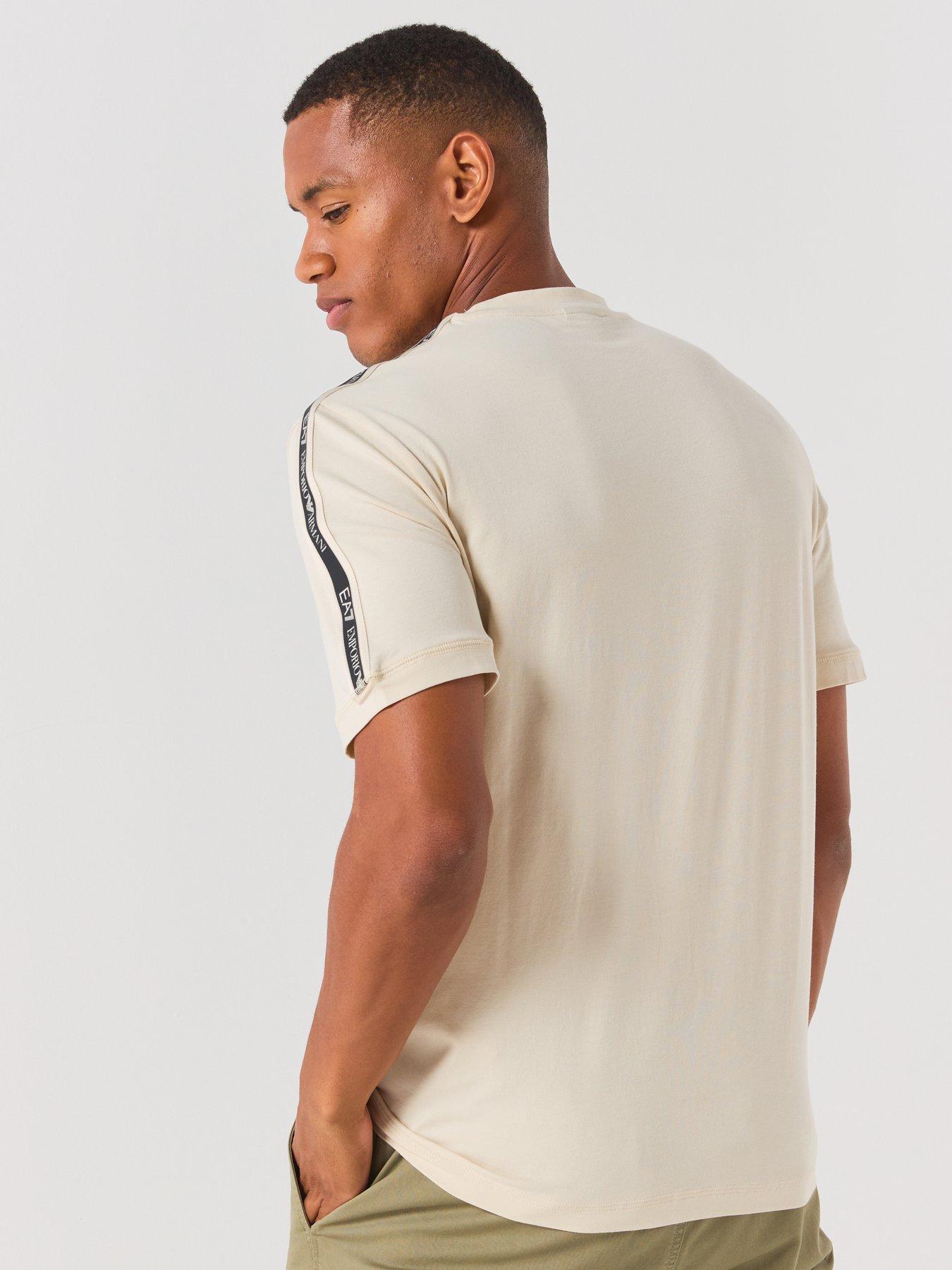 Image 2 of 6 of EA7 Emporio Armani Train Logo Taped T-Shirt - Light Beige
